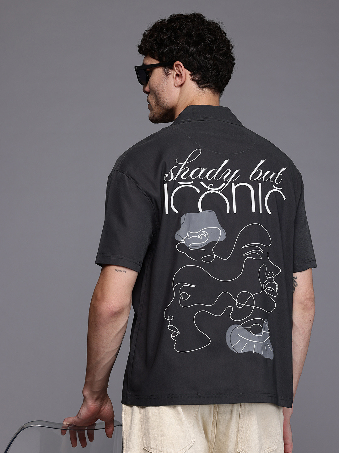FEVER HUNT Printed Cuban Collar Drop-Sleeves Relaxed Fit Shirt