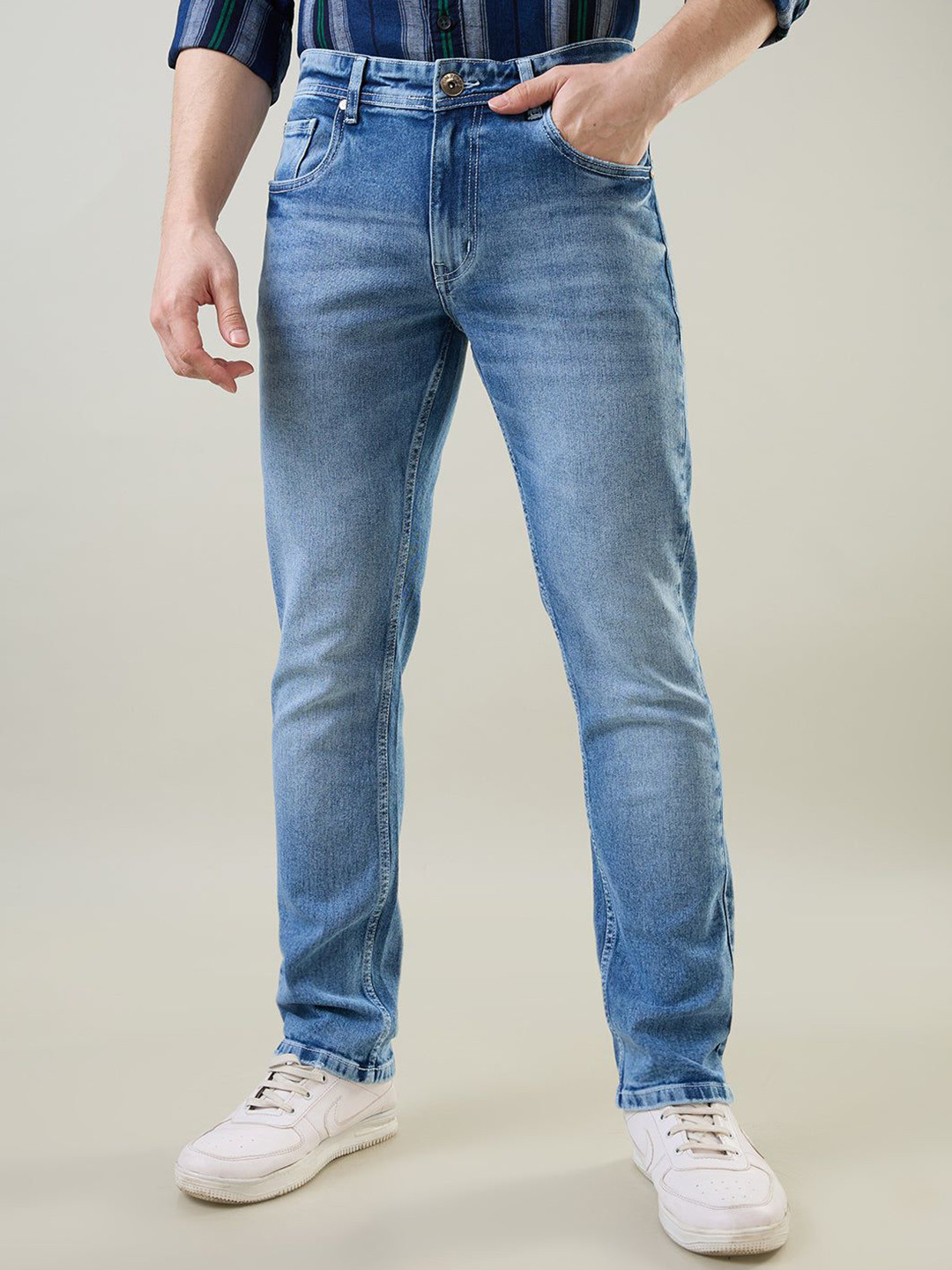 TIM PARIS Parker Men Original Slim Fit Mid-Rise Heavy Fade Stretchable Jeans