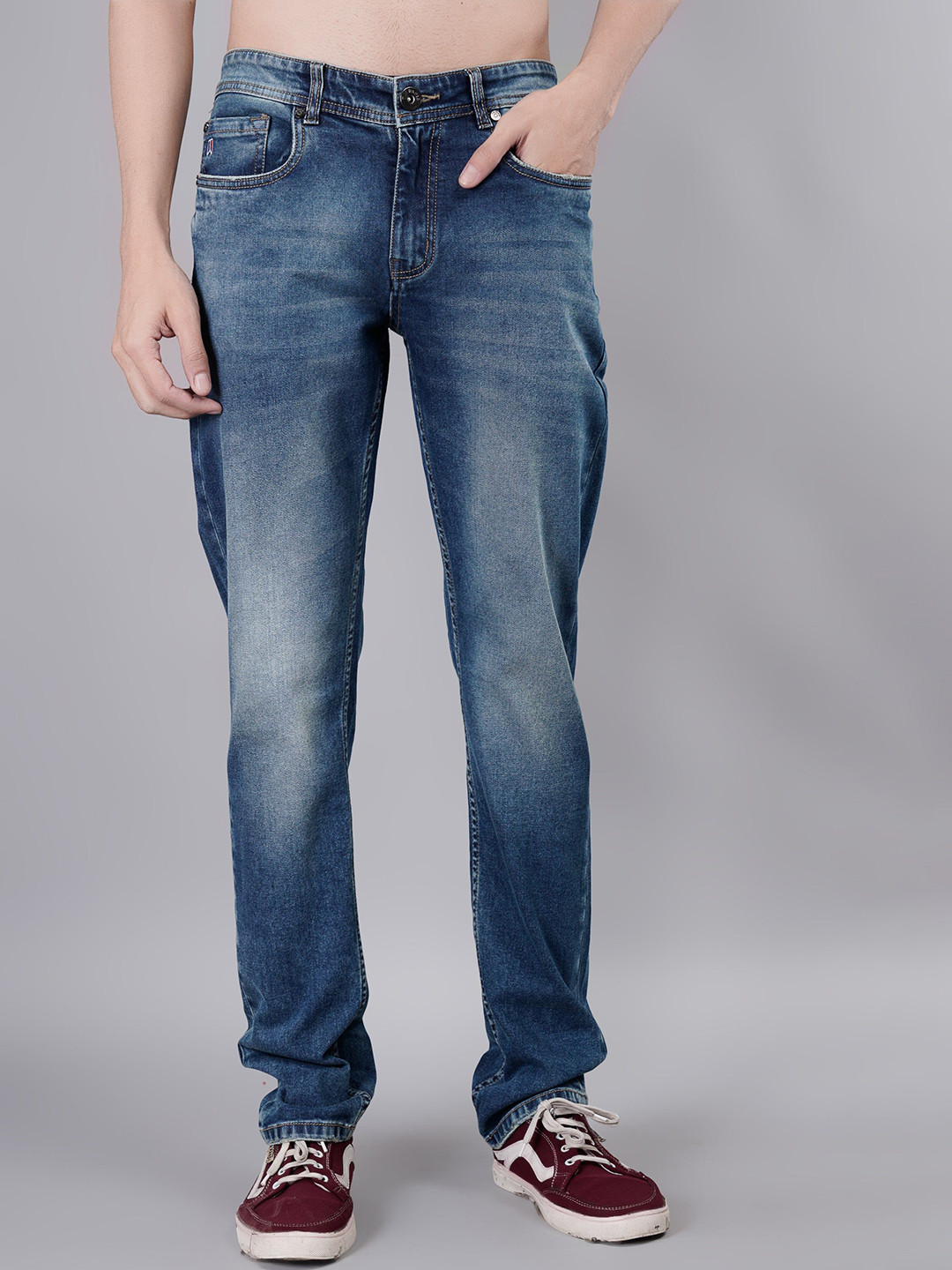 TIM PARIS Ferdinand Men Original Tapered Fit Mid-Rise Heavy Fade Stretchable Jeans