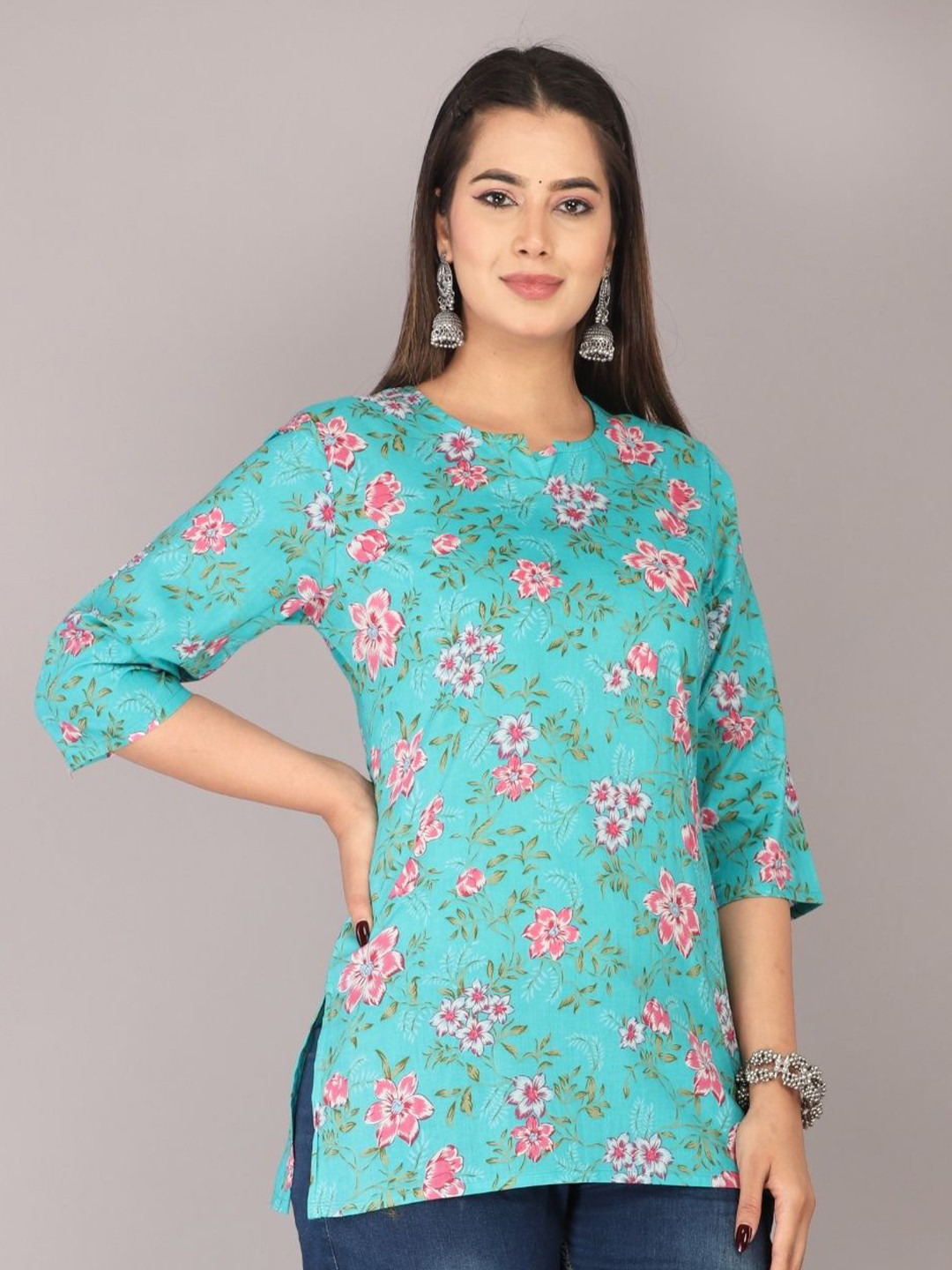 JEMCY Print Block Print Cotton Top