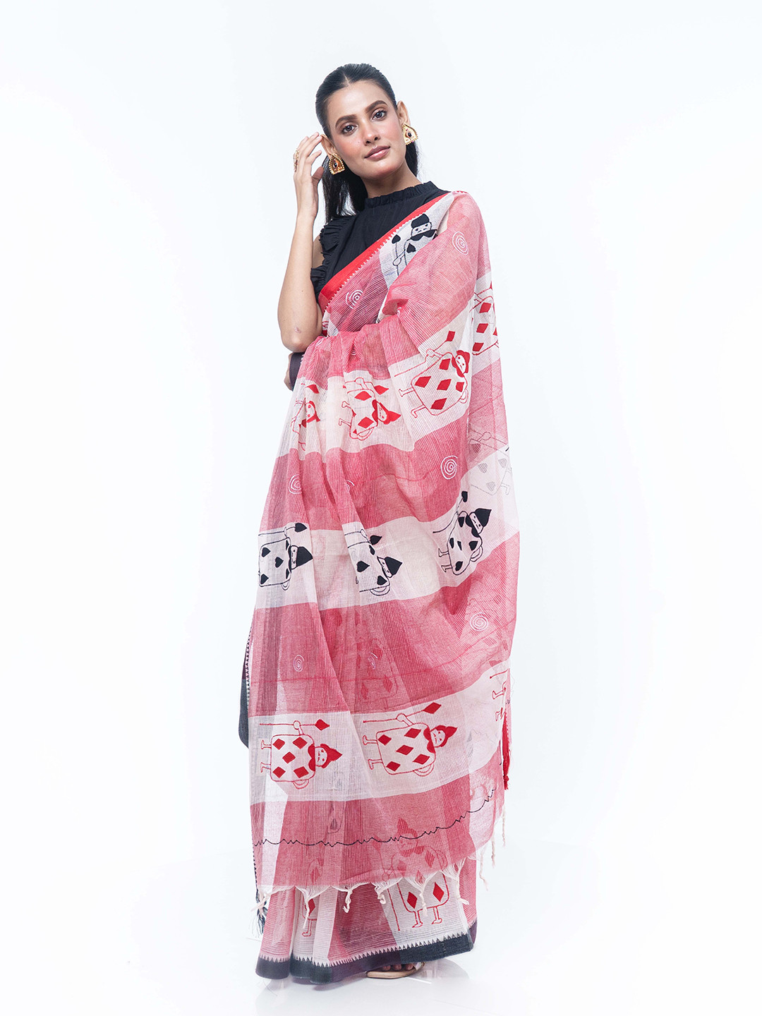 SREYA SAMANTA Floral Pure Cotton Handloom Taant Saree