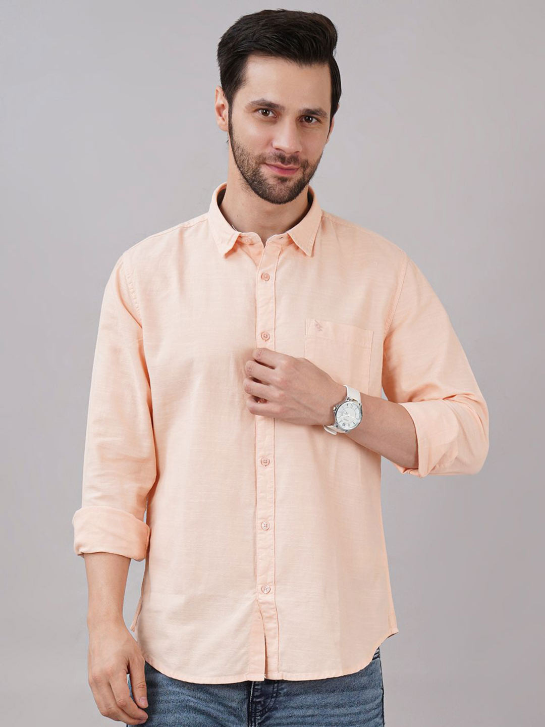 Sand Dunes Slim Fit Spread Collar Cotton Shirt