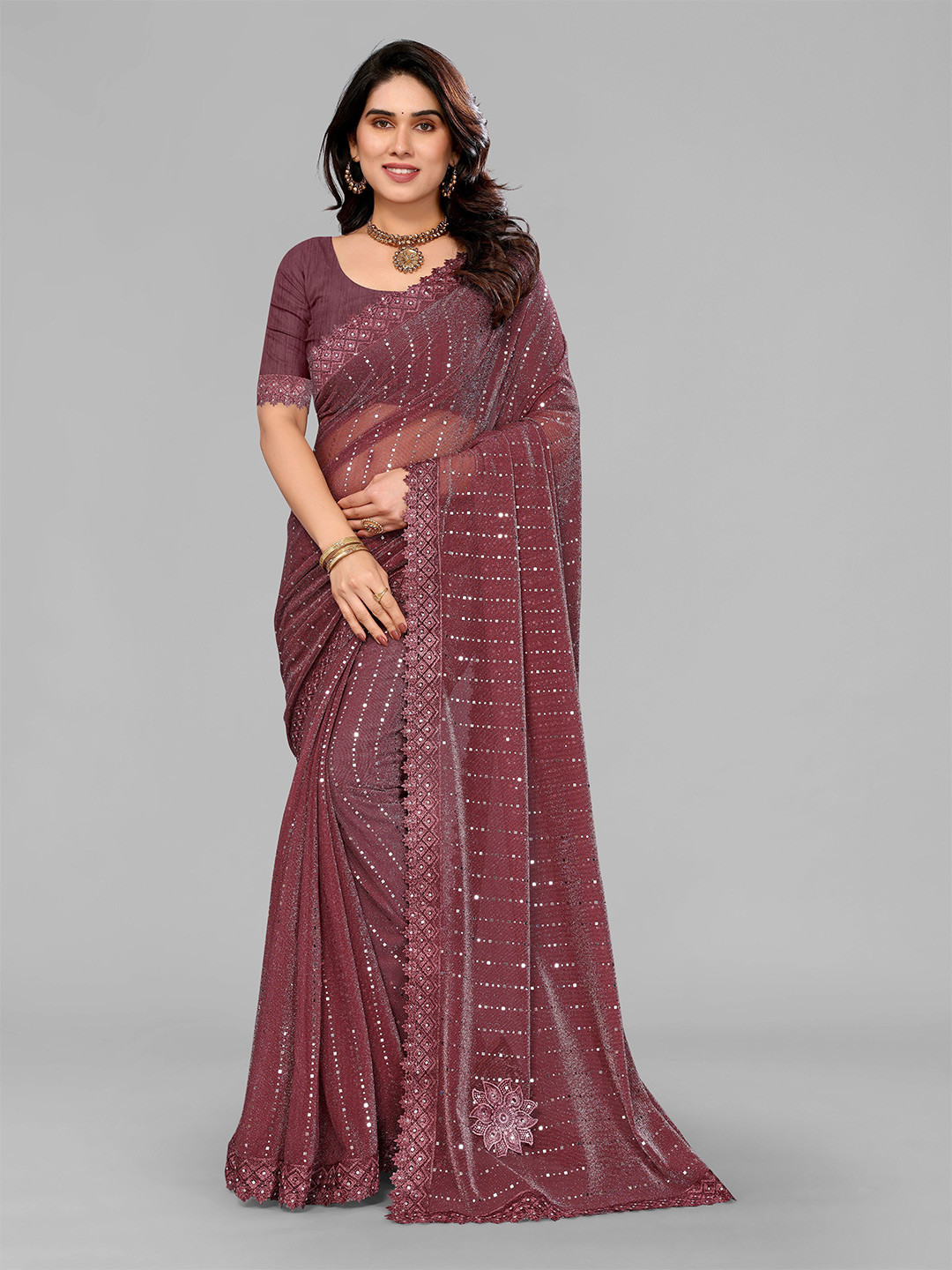 A.K. FABRICS Beads and Stones Saree