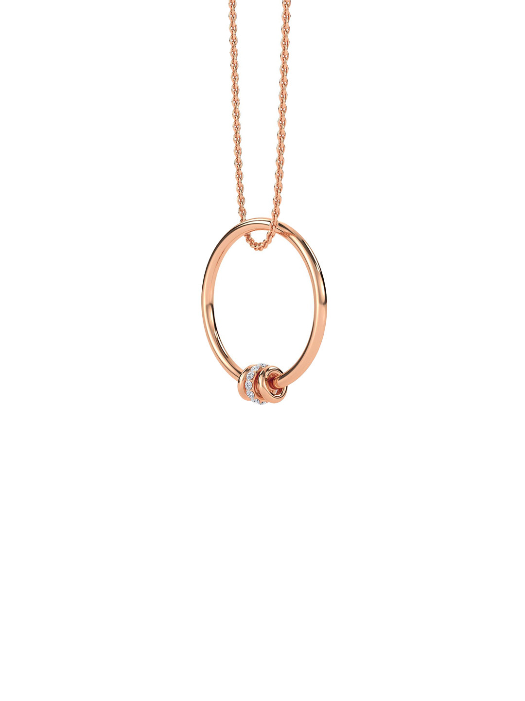 LUNA 14Kt Gold Round Ring Pendant Diamond - 3.88g