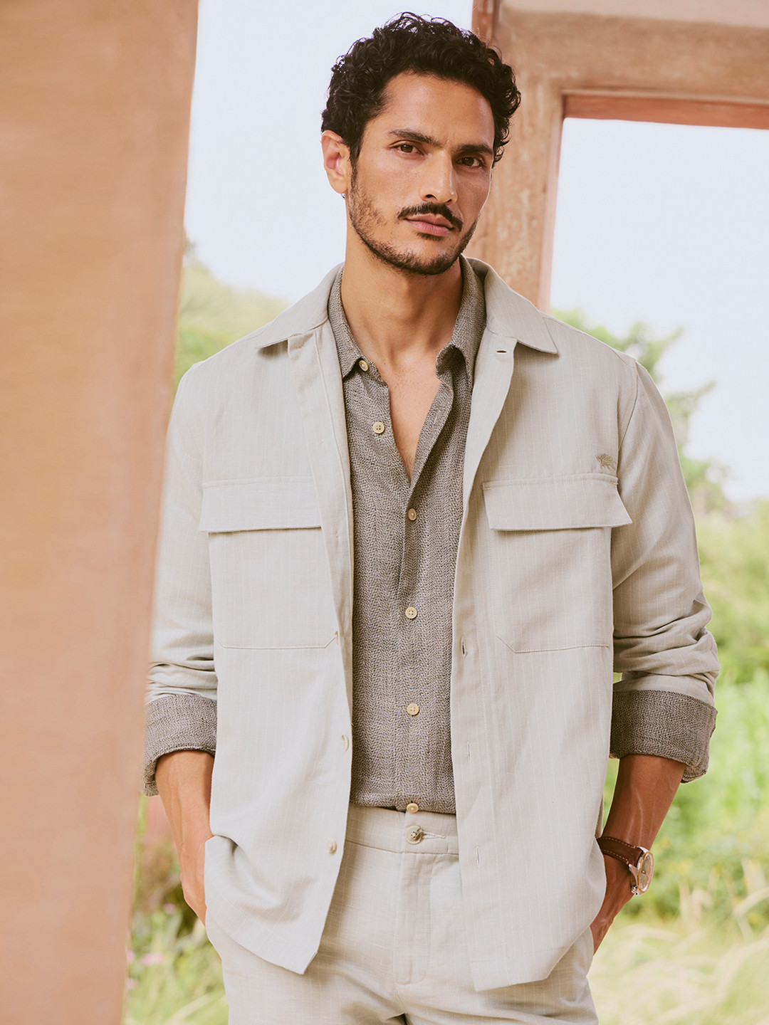 Andamen Men's Casual Linen Woven Jacket