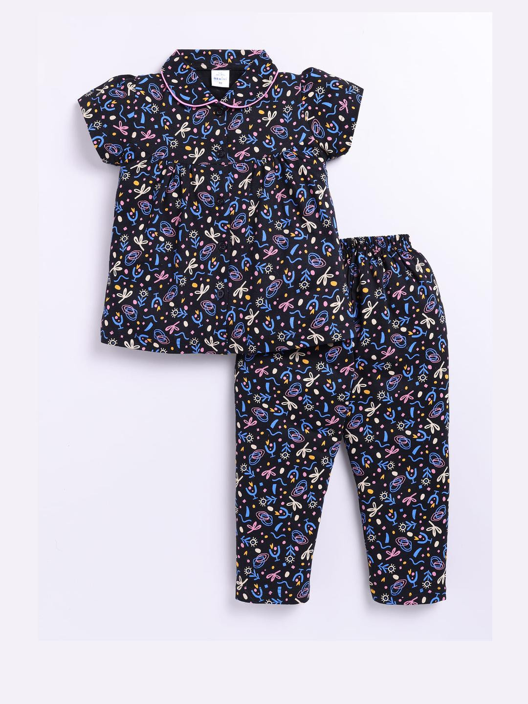 GEMINI Girls Printed Shirt & Pyjamas Night suit