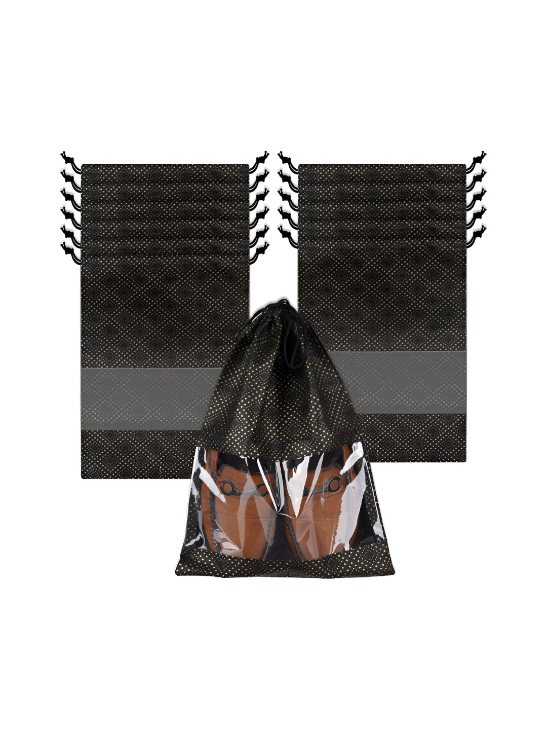 Aura Pack Of 12 Golden Dot-Printed Shoe Cover Shoe Accessories