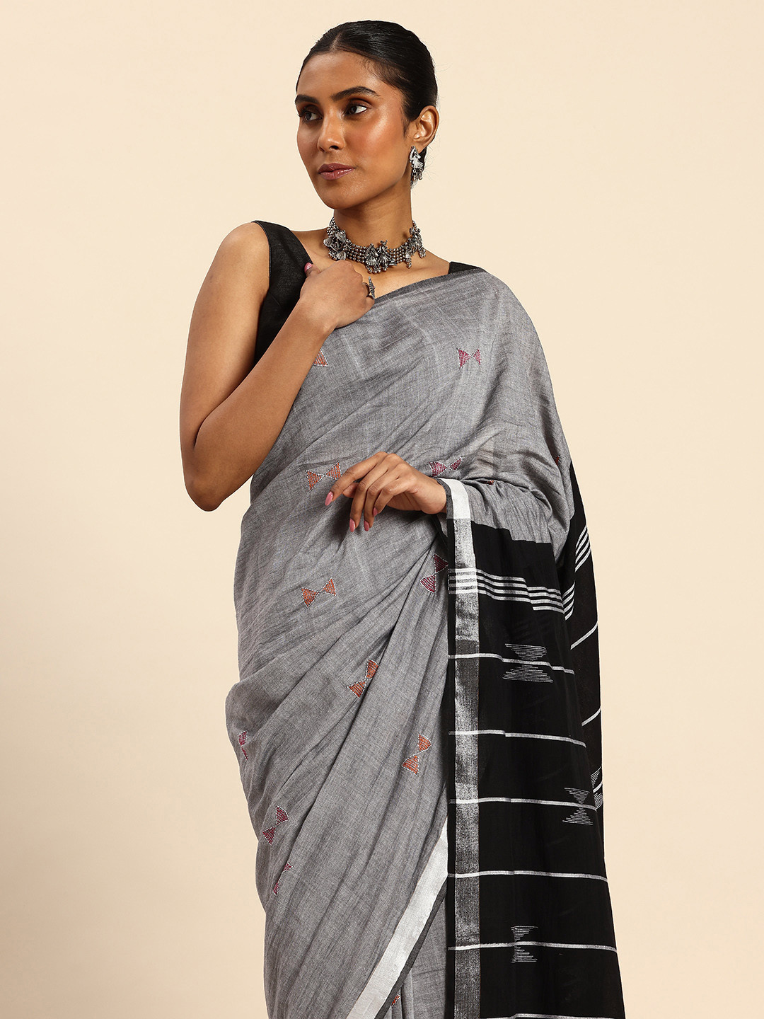 ArtEastri Kantha Work Pure Cotton Saree