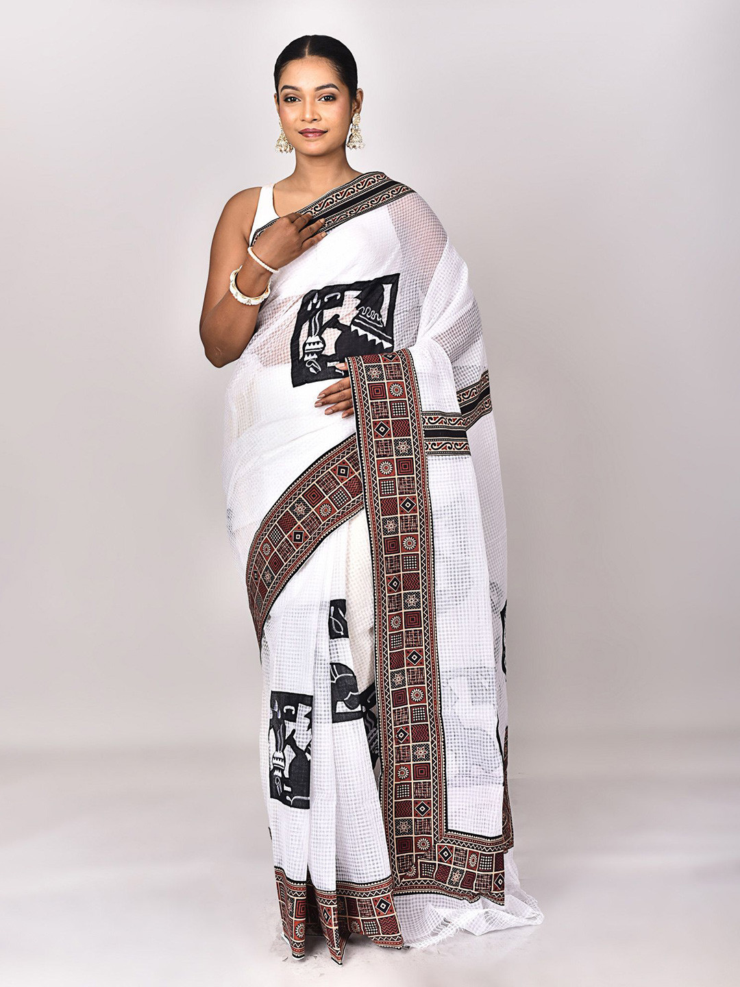 RAM SHYAM collection Geometric Printed Pure Cotton Kota Saree