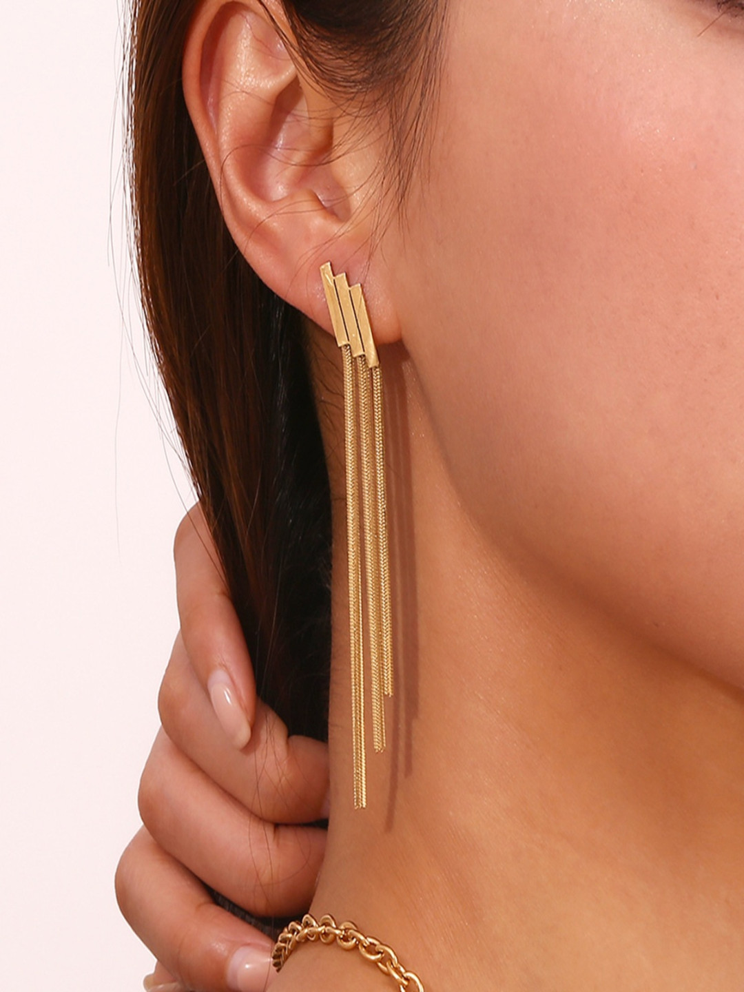 AQUASTREET 18K Gold Plated Waterproof Antitarnish  Long Tassel Drop Earring