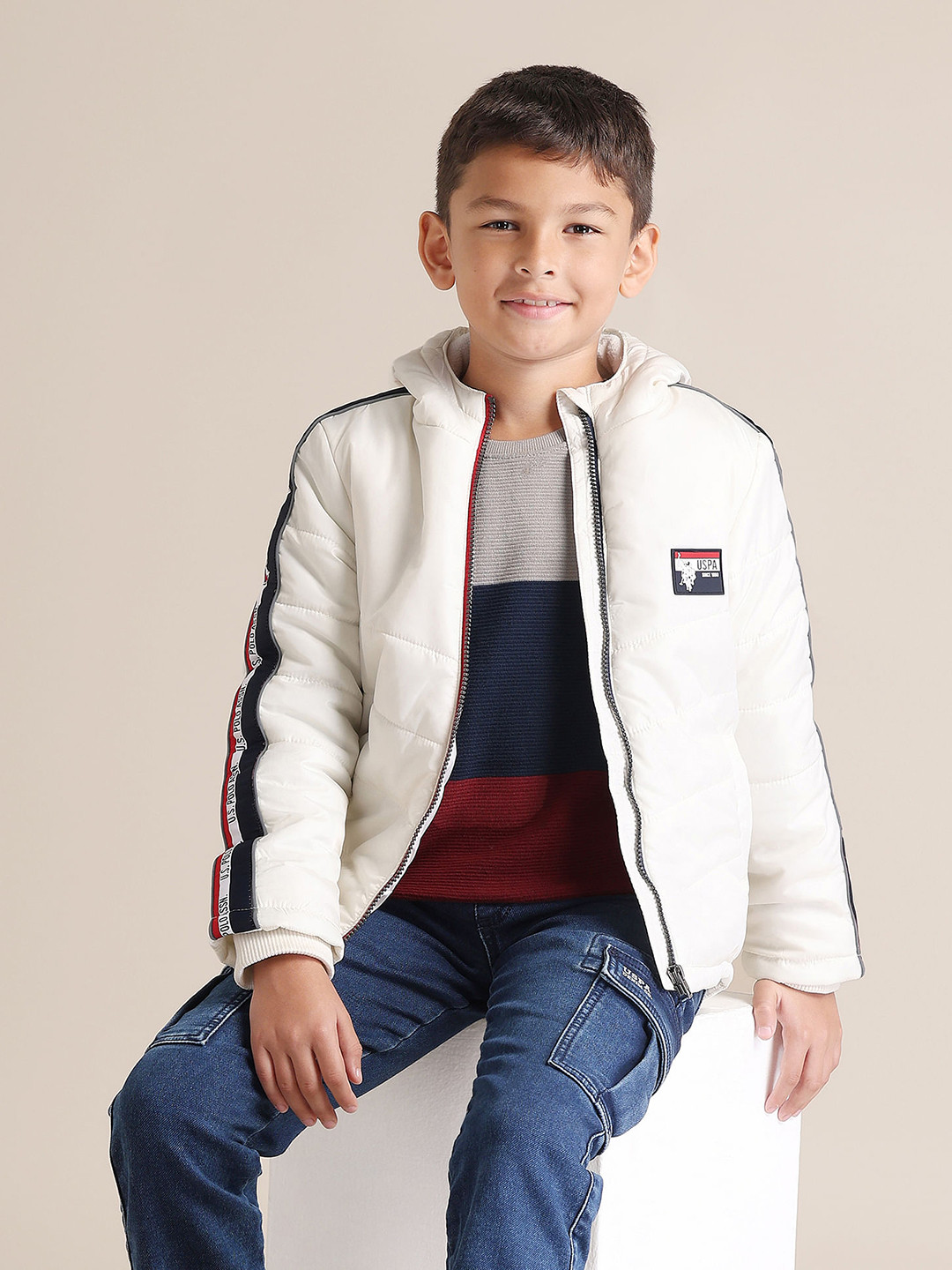 U.S. Polo Assn. Kids Boys Side Striped Puffer Jacket
