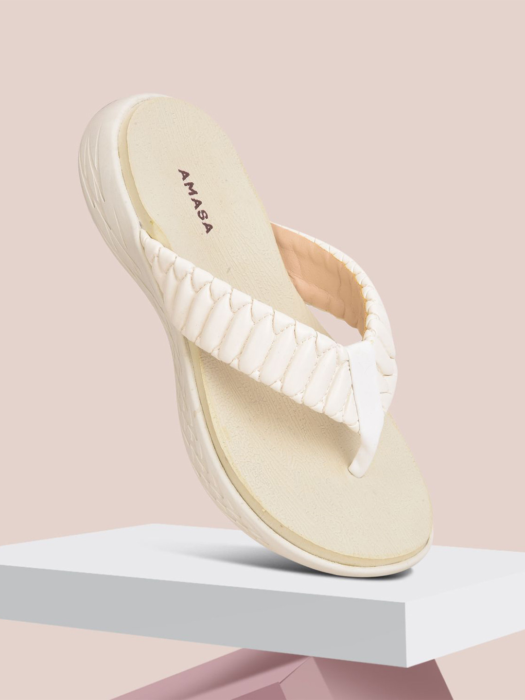 AMASA Textured No Back Strap Open Toe Open Toe Flats