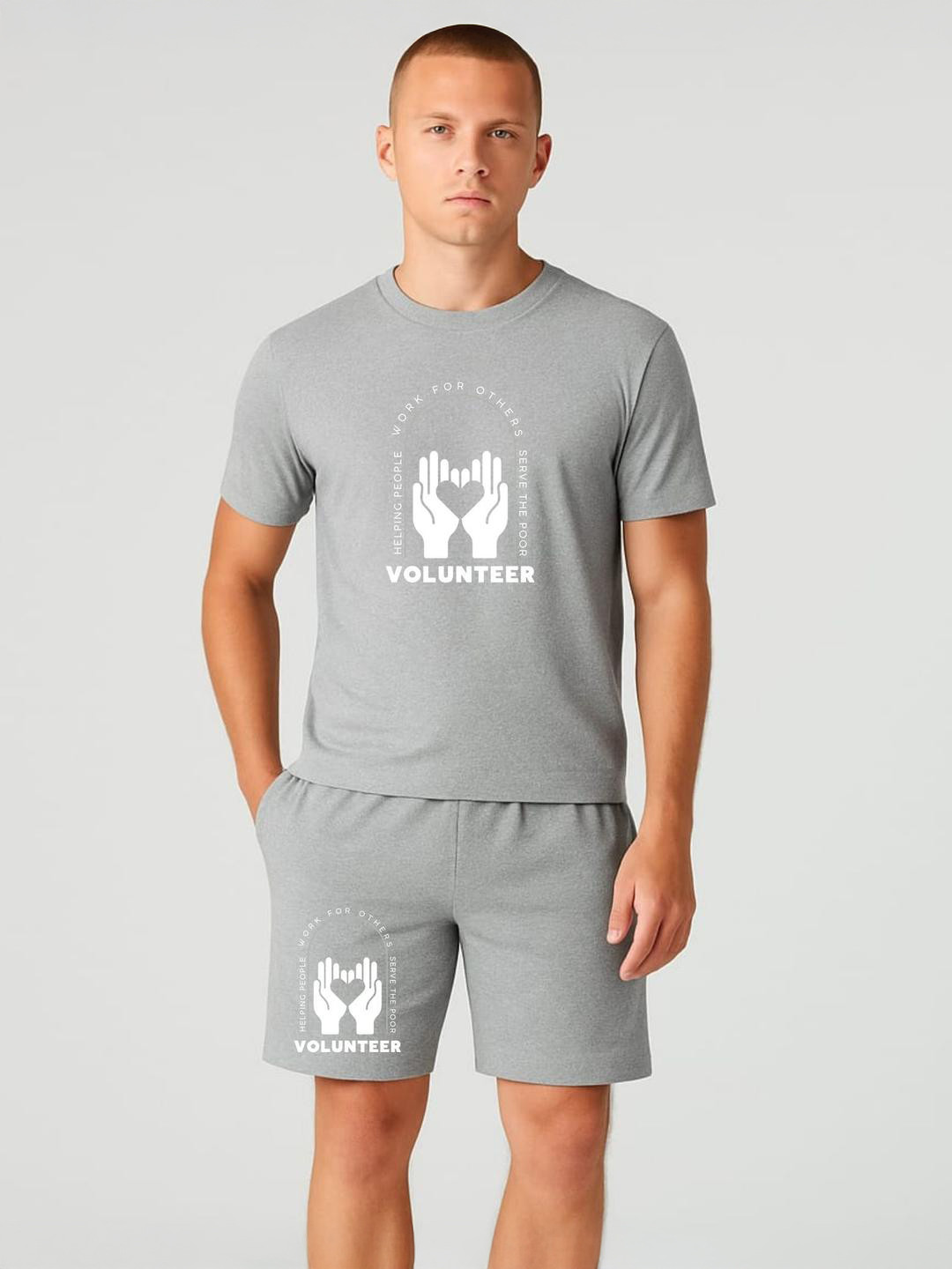 FABSTIEVE Volunteer Men Printed Round Neck T-Shirt With Shorts Co-ords