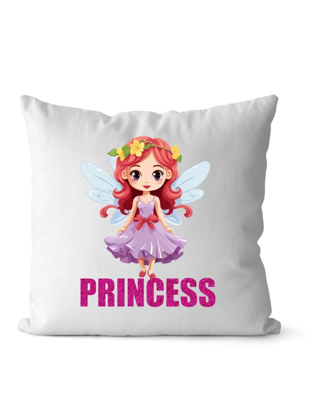 Loops n knots White & Pink Princess Character Printed Pre-Filled Cushion