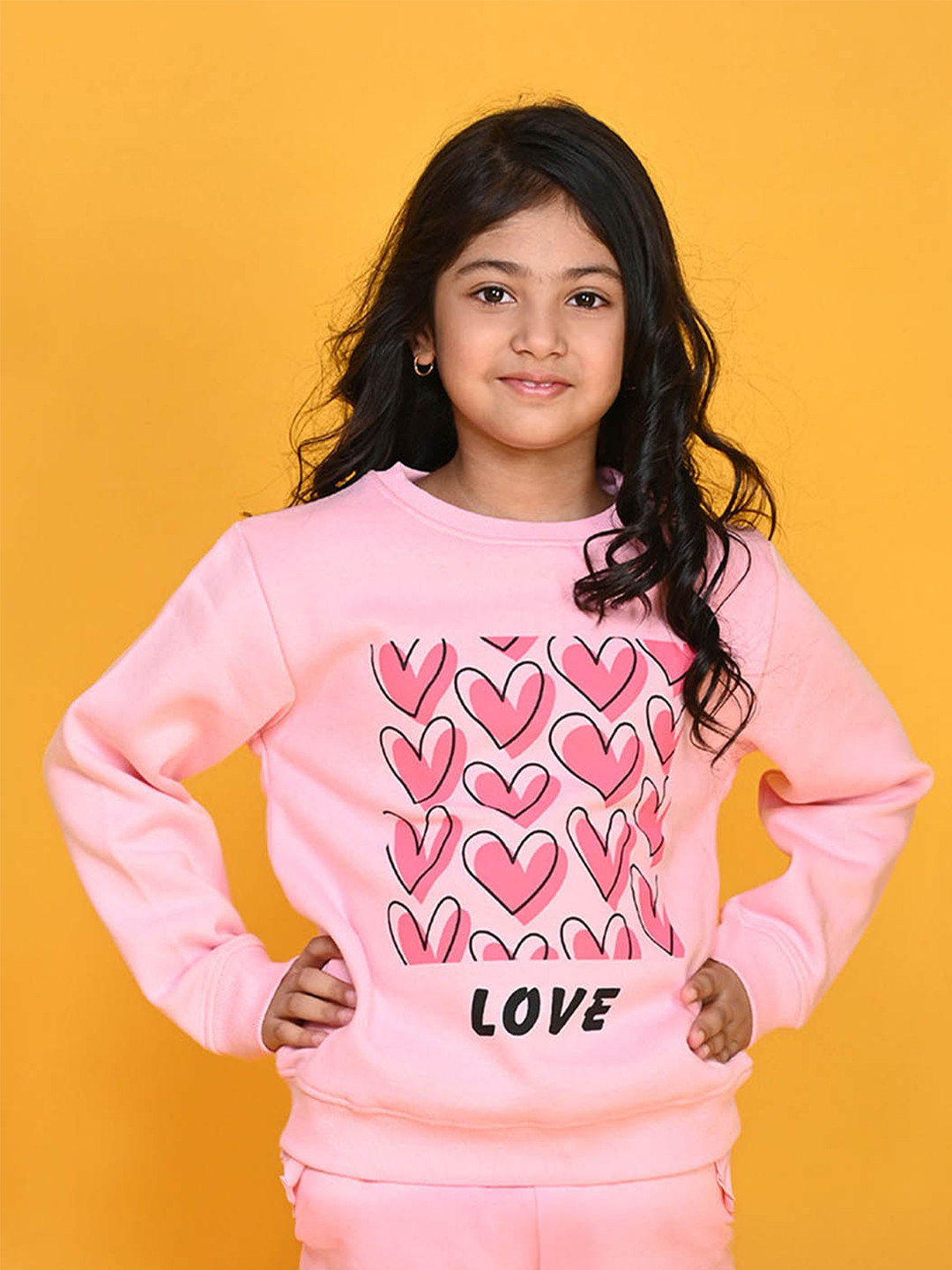 Hopscotch Girls Pink BLENDED  Sweatshirts