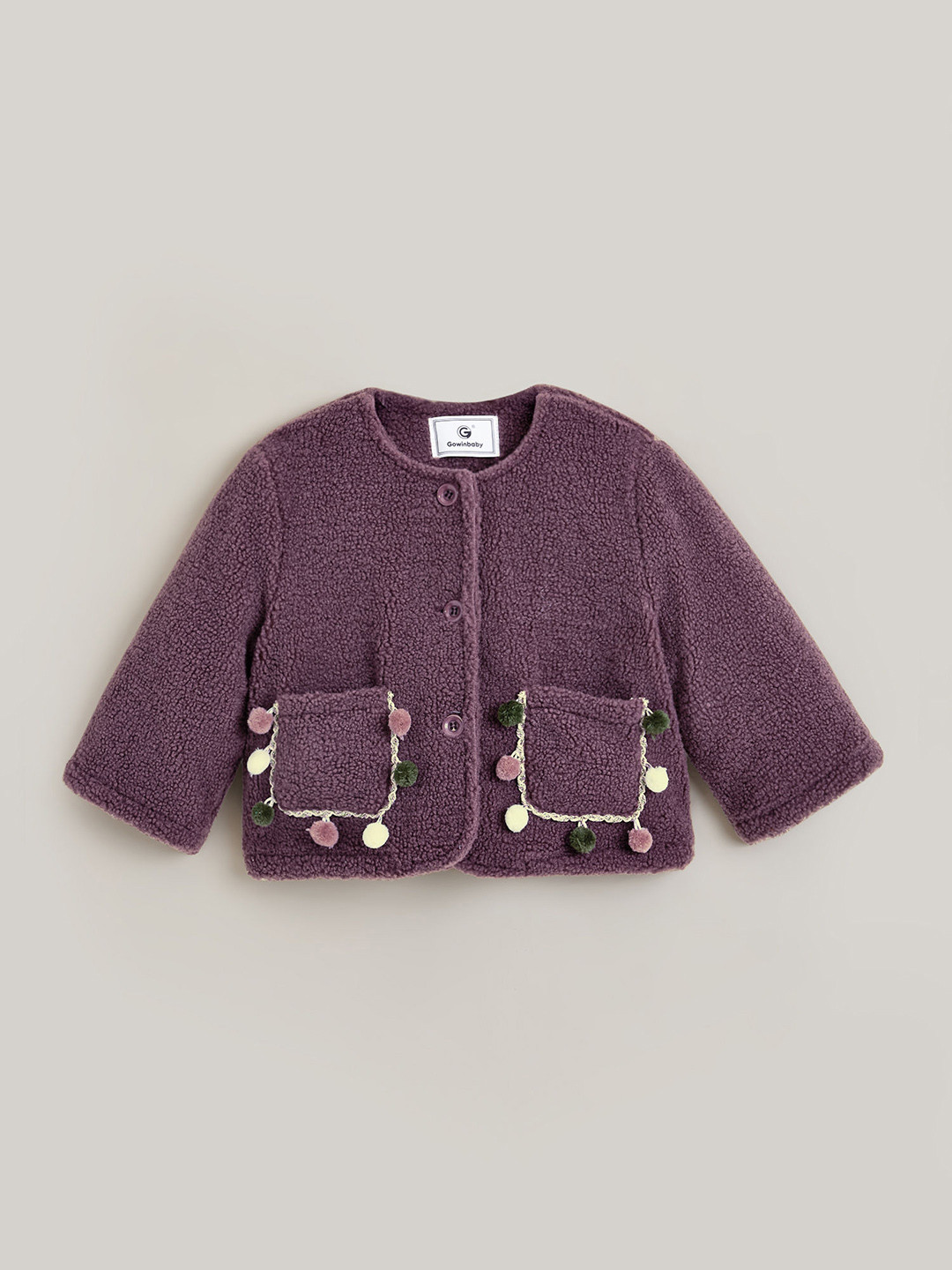 Hopscotch Girls Purple Polyester Printed Jackets