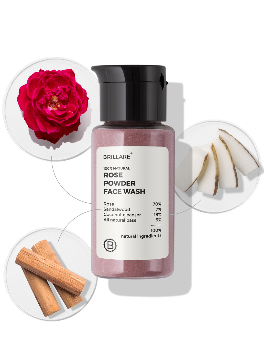 BRILLARE Rose Powder With Sandalwood & Coconut Face Wash