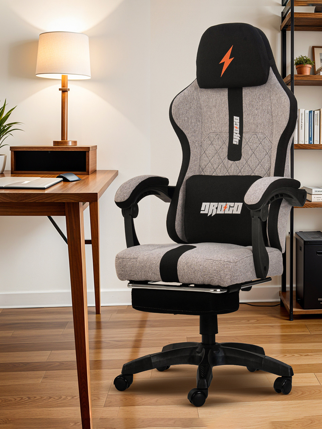 DROGO Breathable Fabric Armrest Adjustable Neck Ergonomic Gaming Chair