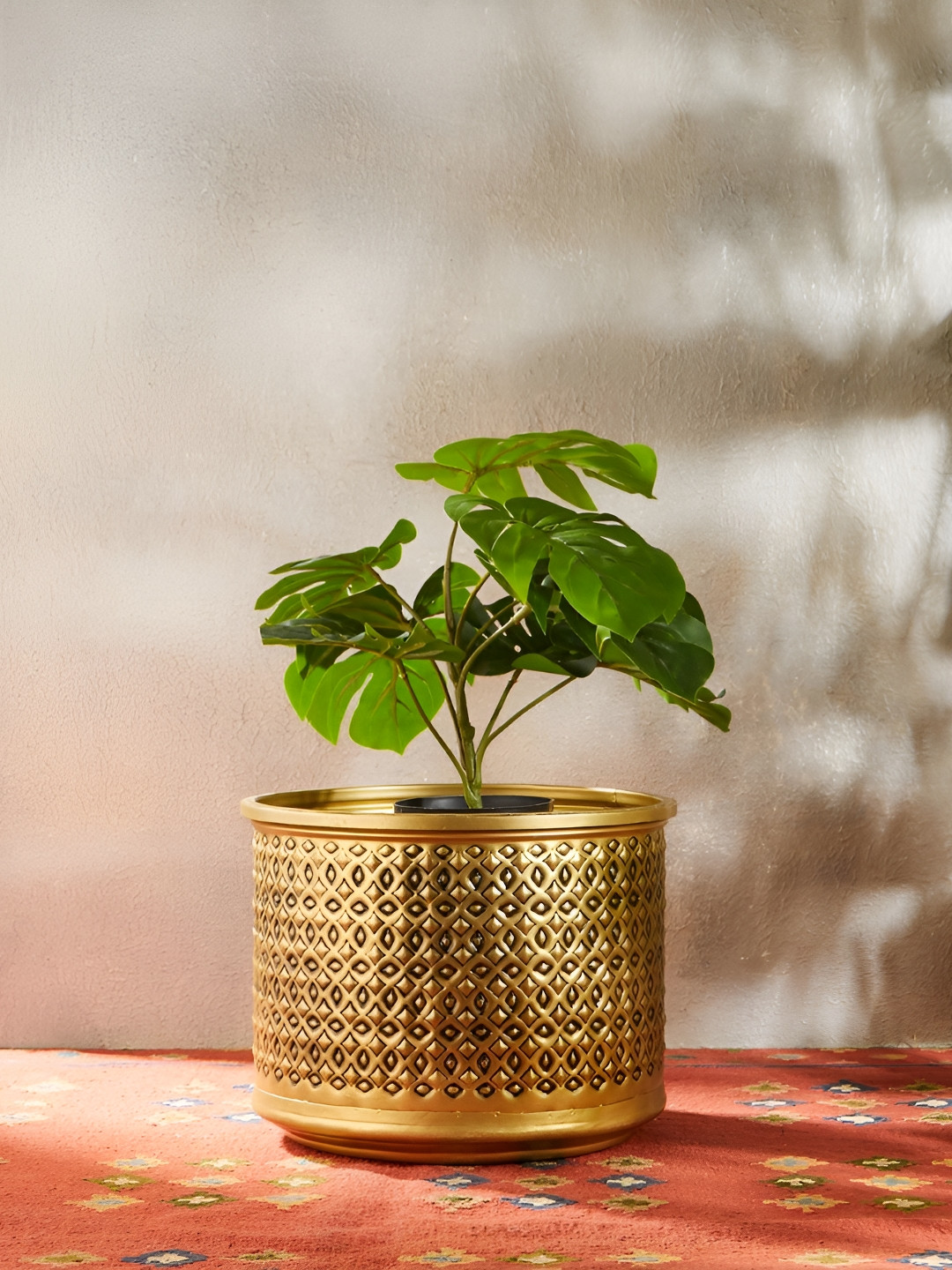 Fabindia Sona Gold-Toned Hammered Table Planter