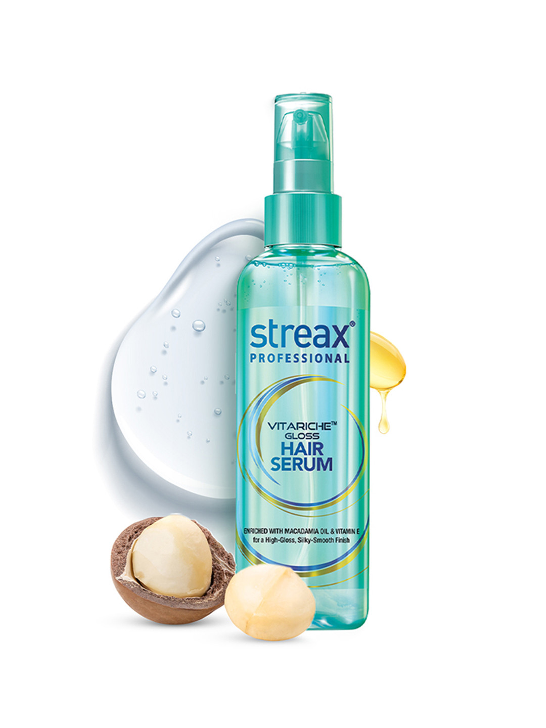 Streax Professional Vitariche Gloss Hair Serum with Macademia Oil & Vitamin E - 115 ml