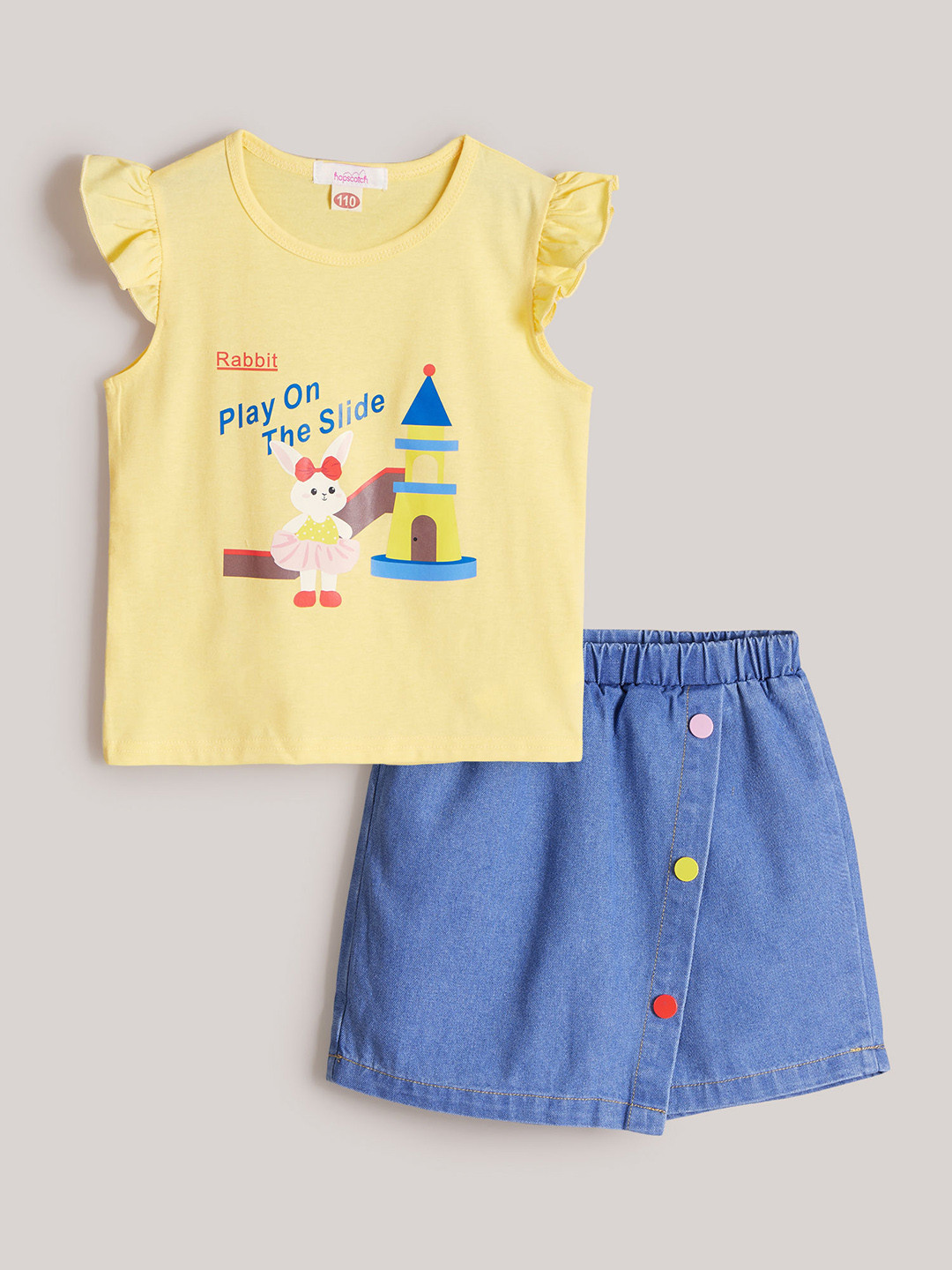 2-Pc Angel Sleeve Blouse & Skort