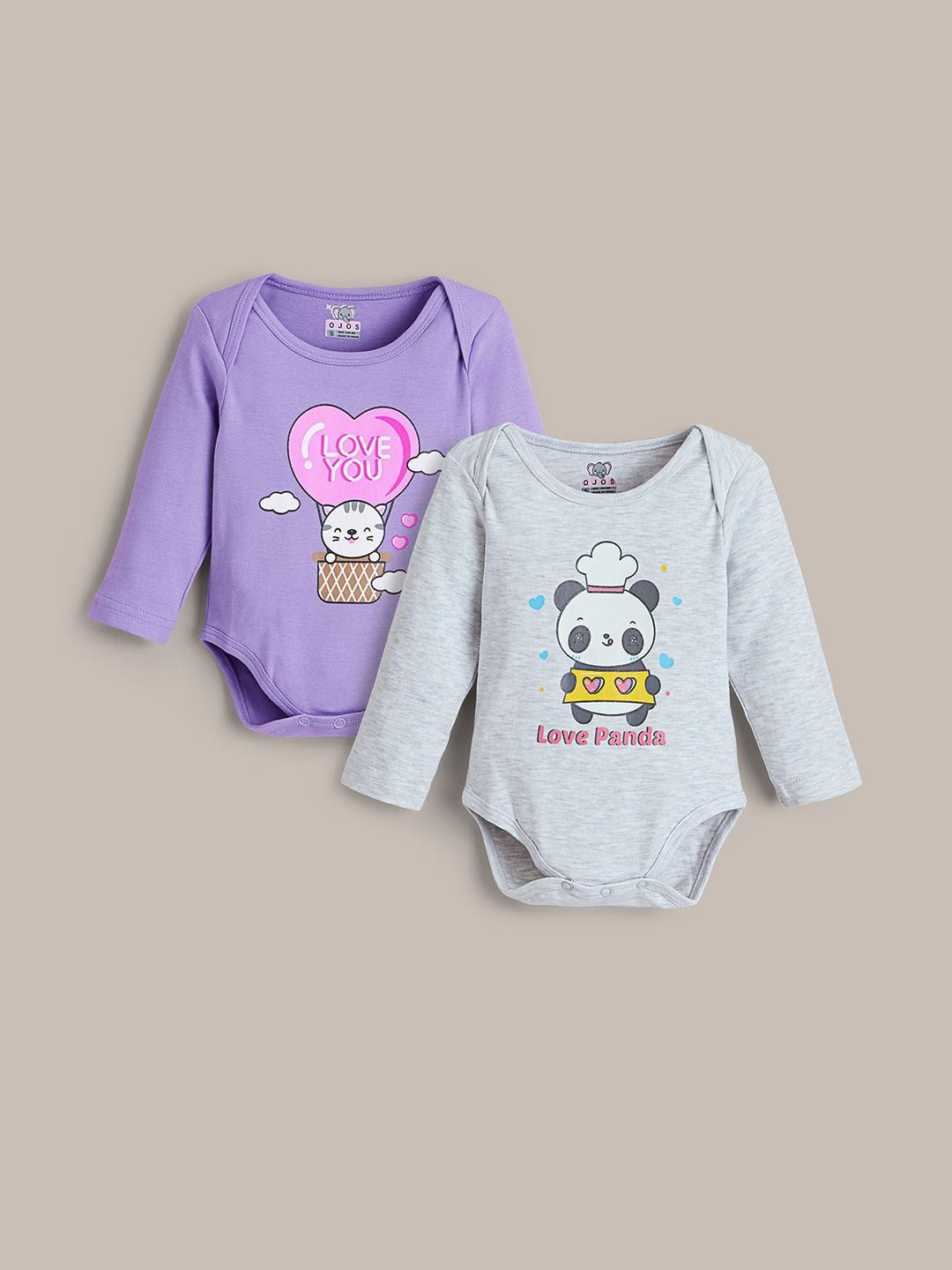 Hopscotch Infants Pack of 2 Animal Printed Cotton Onesies