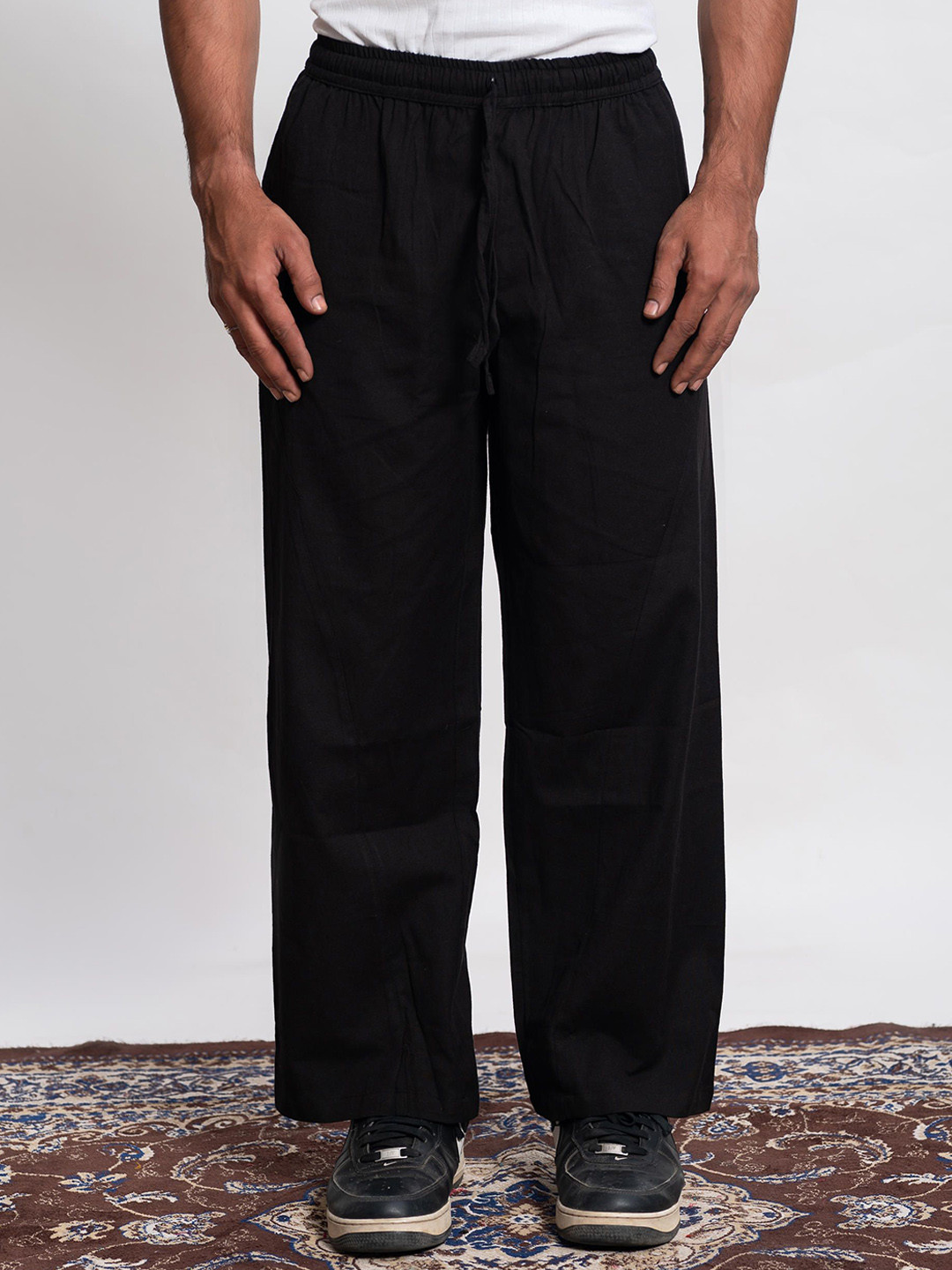 Me Craft Men Relaxed-Fit Cotton Drawstring Trousers