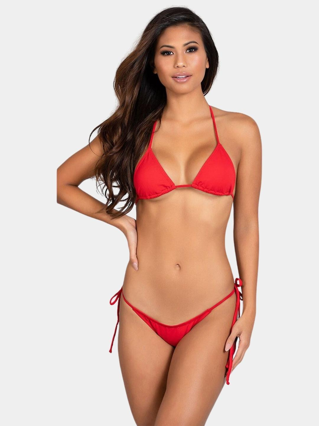 MYZA Red Halter Neck Bikini for Women