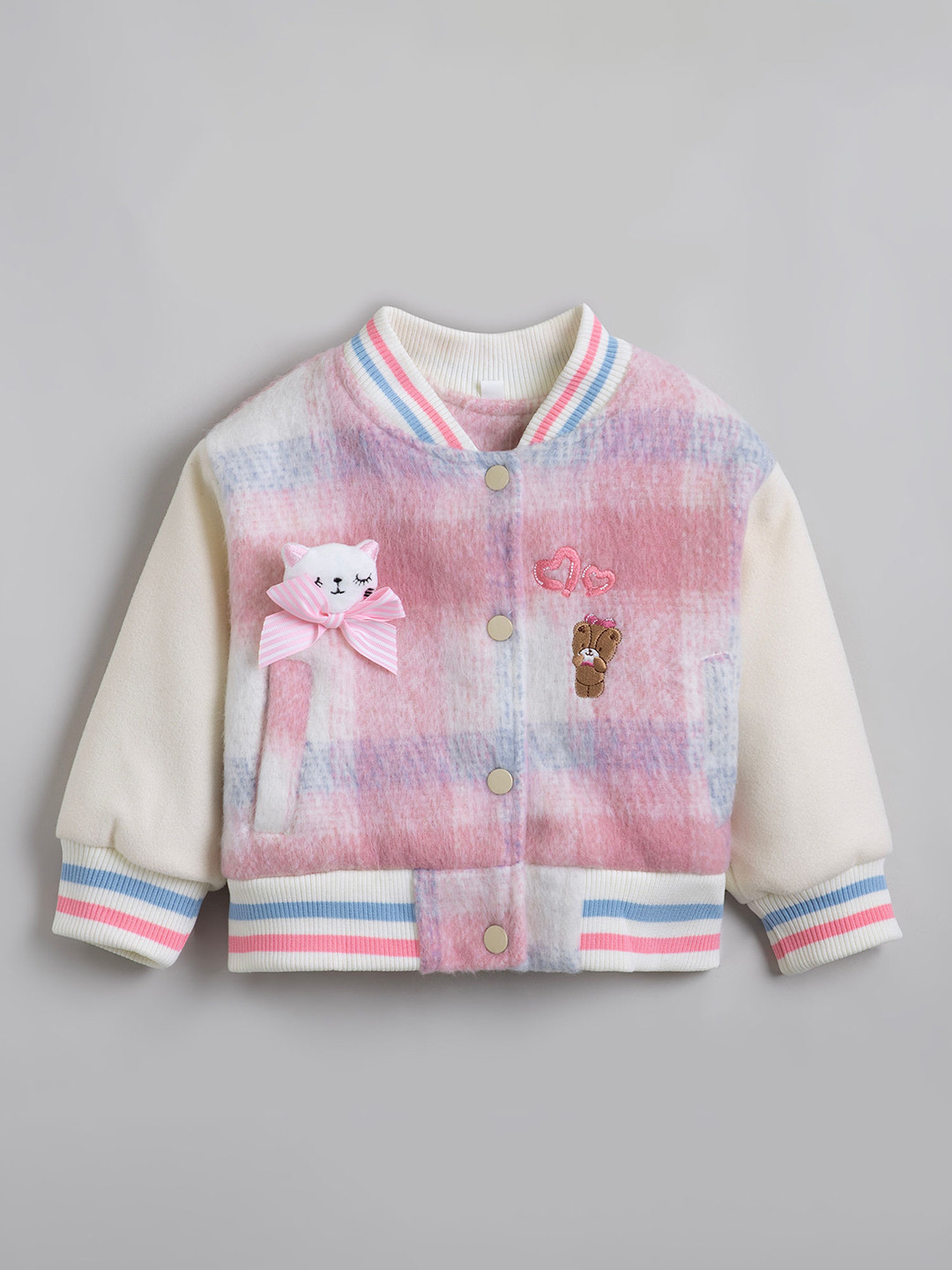 Hopscotch Girls Multi Polyester Checked Jackets