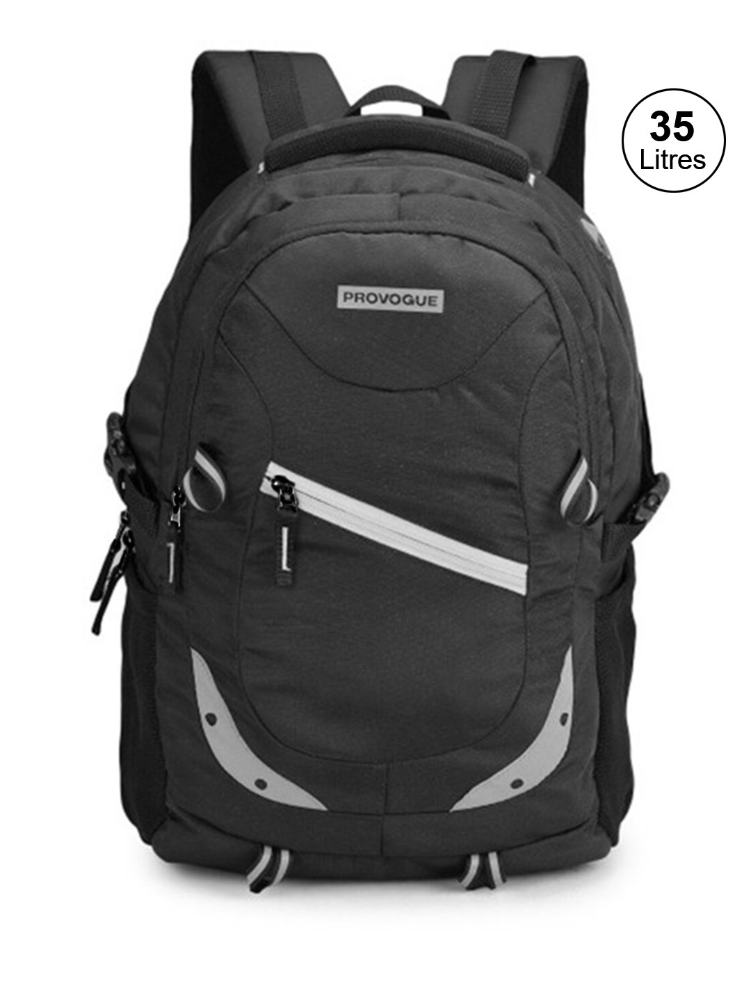 Provogue Unisex Black & Grey Backpack with Reflective Strip 35 L
