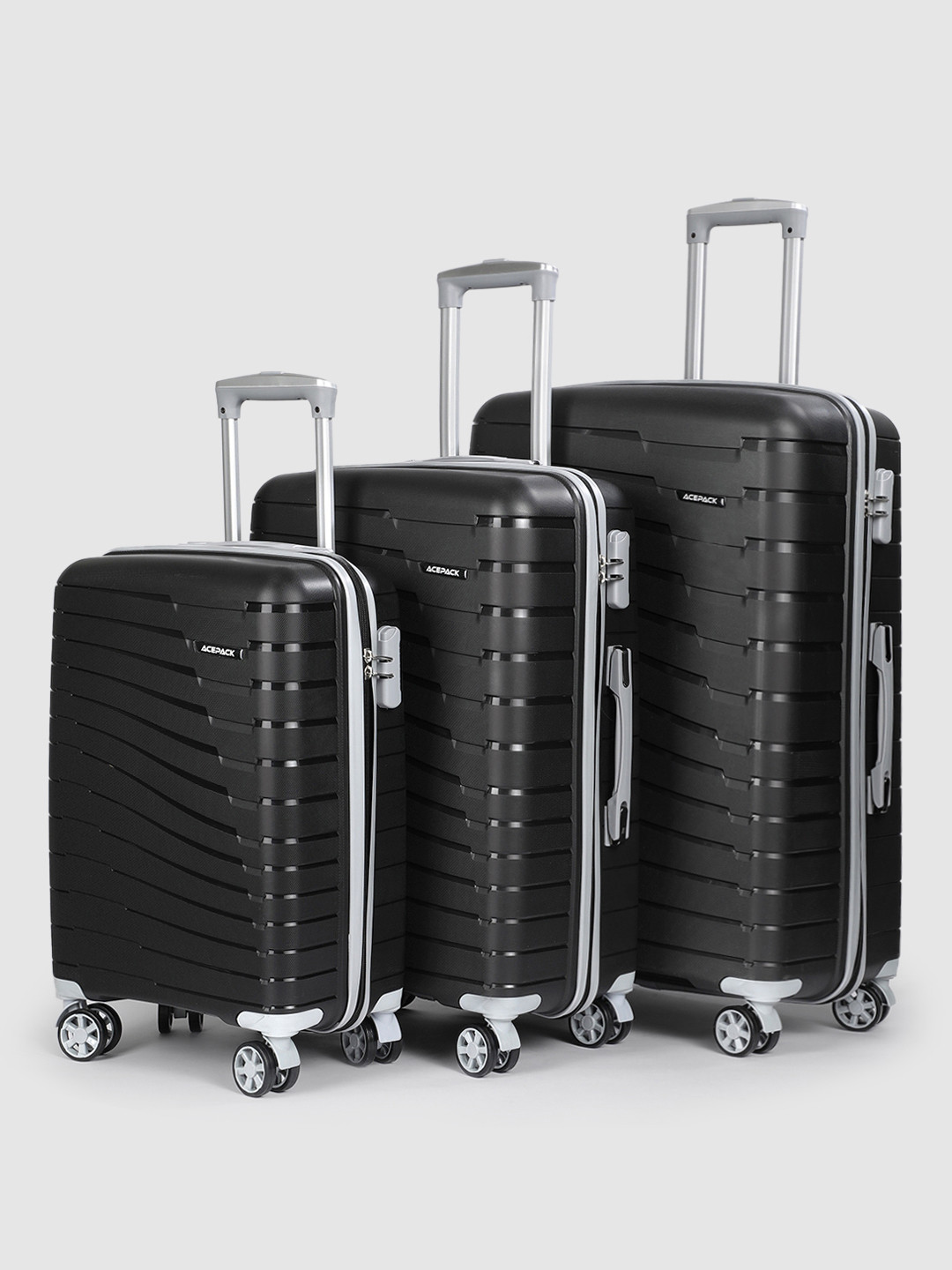 V By Verage Set of 3 Starlink 360 Degree Rotation Hard Trolley Bags