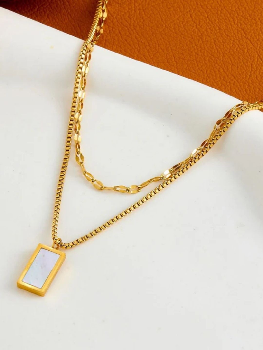 FAB COUTURE Vintage Vault Gold-Plated Geometric Shaped Pendant With Chain