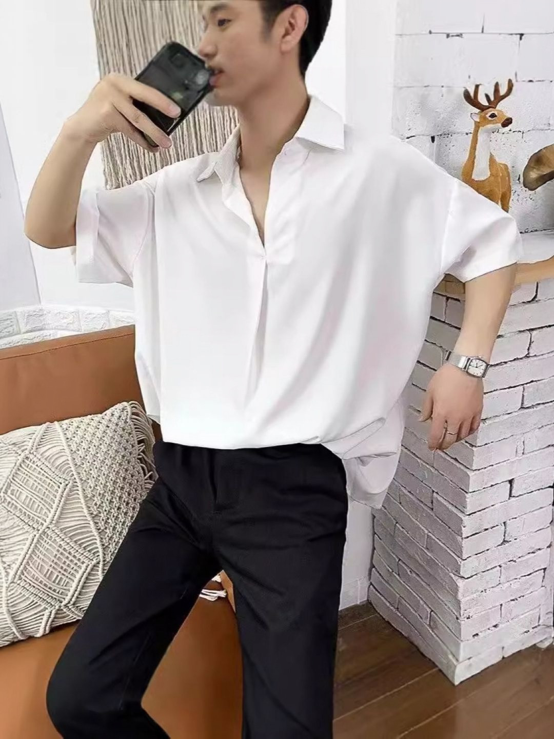 Relaxed Fit Polo Collar Cotton T-shirt