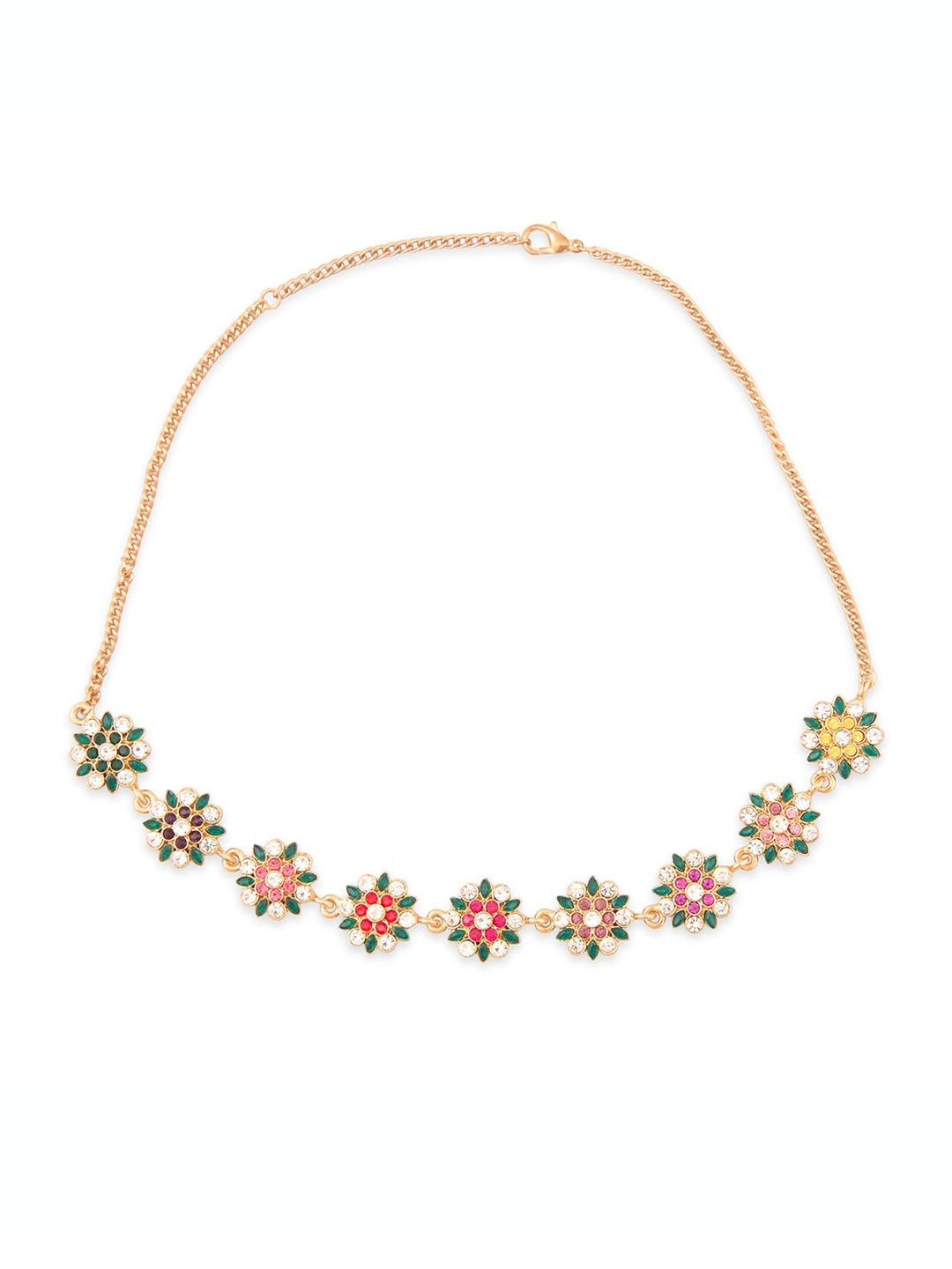Namaste Jewels Women Gold-Plated Floral Multicolor Stone Necklace
