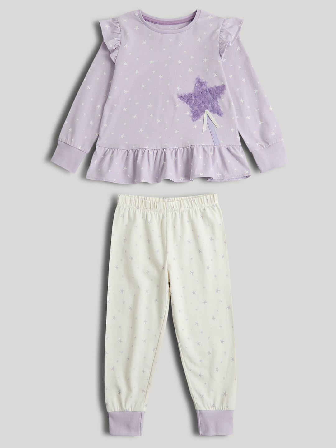 mothercare Girls Printed Pure Cotton Top With Jogger
