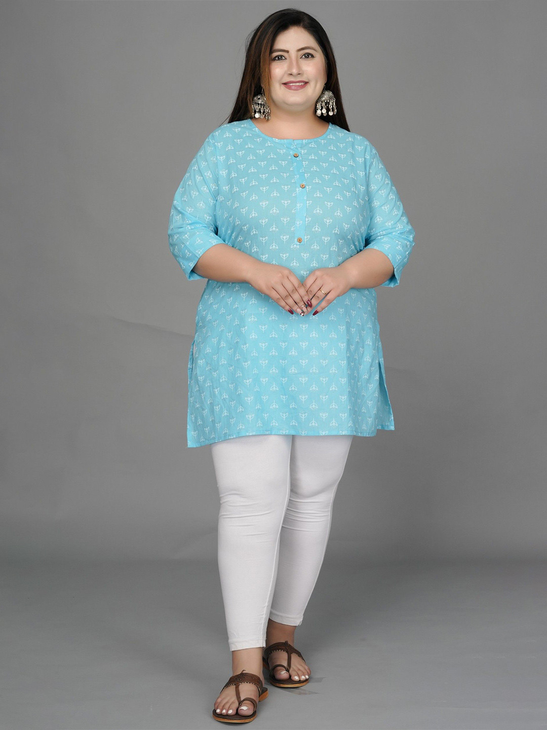 Gs Fashions Women Printed Round Neck Pure Cotton Kurti