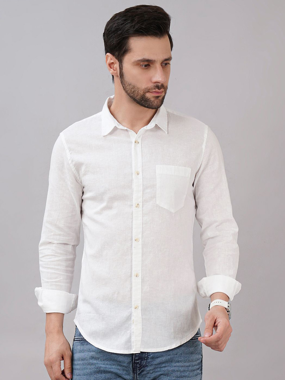 Sand Dunes Slim Fit Spread Collar Cotton Shirt