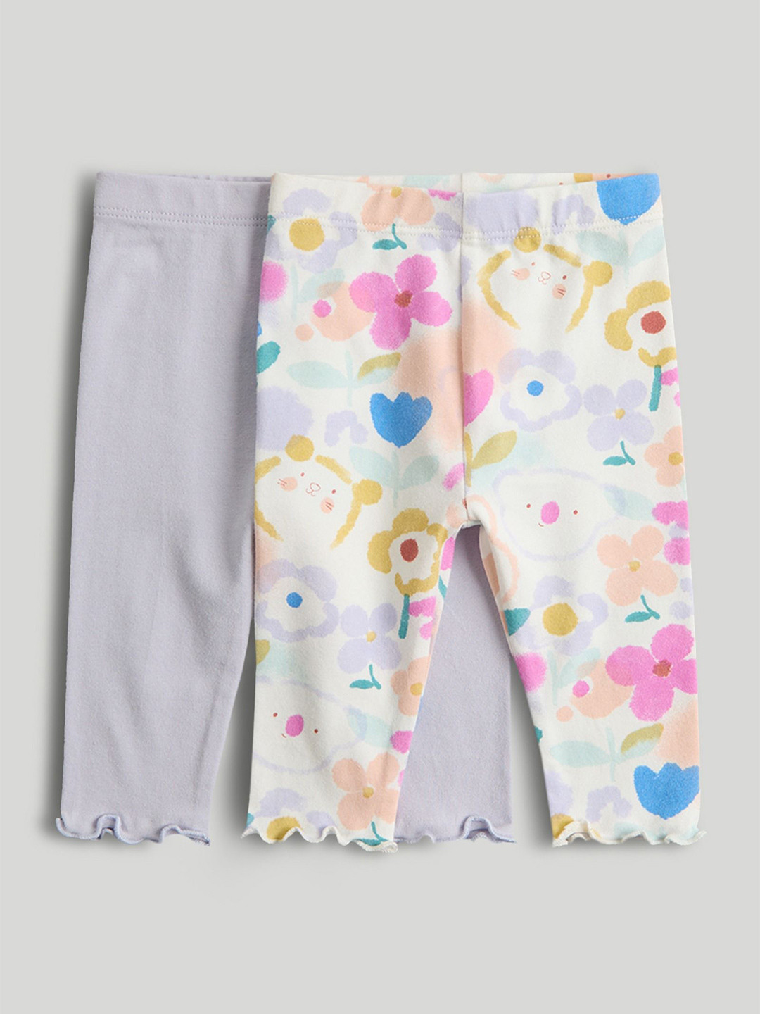 mothercare Girls Pack Of 2 Varsity Bloom Printed Ankle-Length Leggings