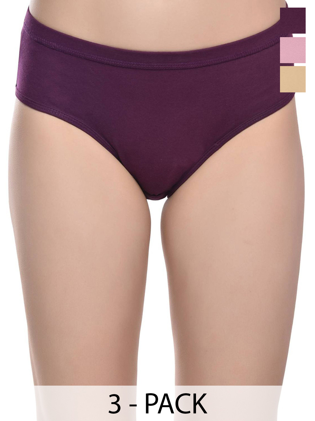 DHANDAI FASHION Pack Of 3 Cotton Hipster Briefs - Soft Cotton Panty (SC-M-13)Mlt Pcs-3