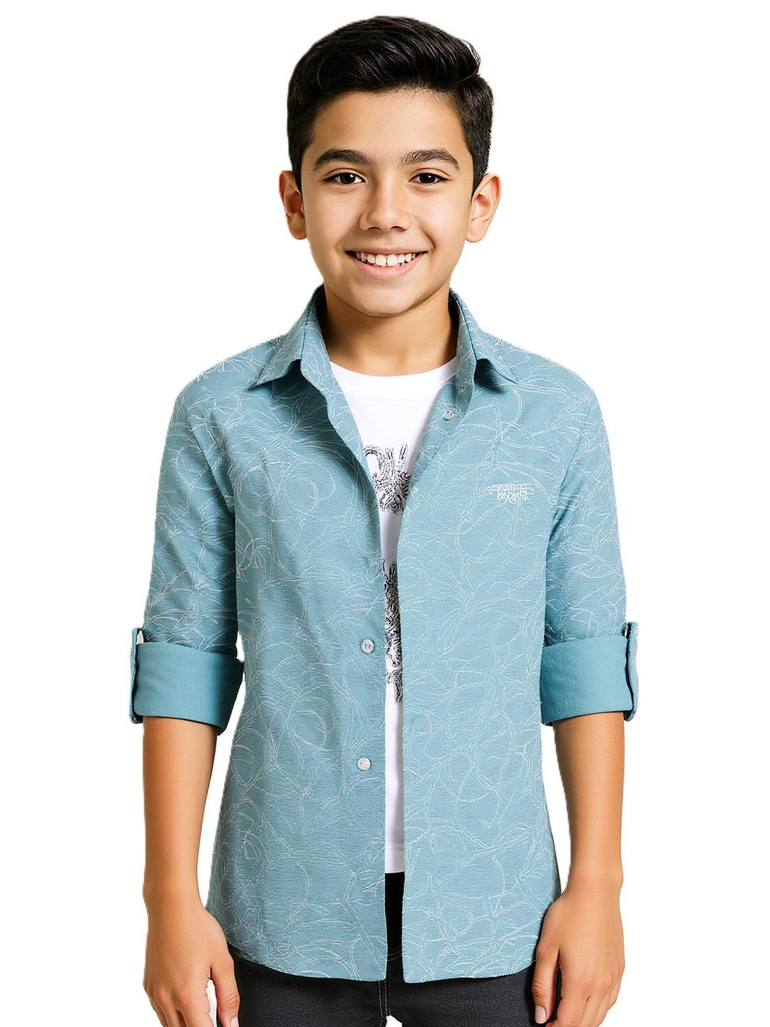 CAVIO Boys Printed Full Sleeve Casual Shirt & T-Shirt