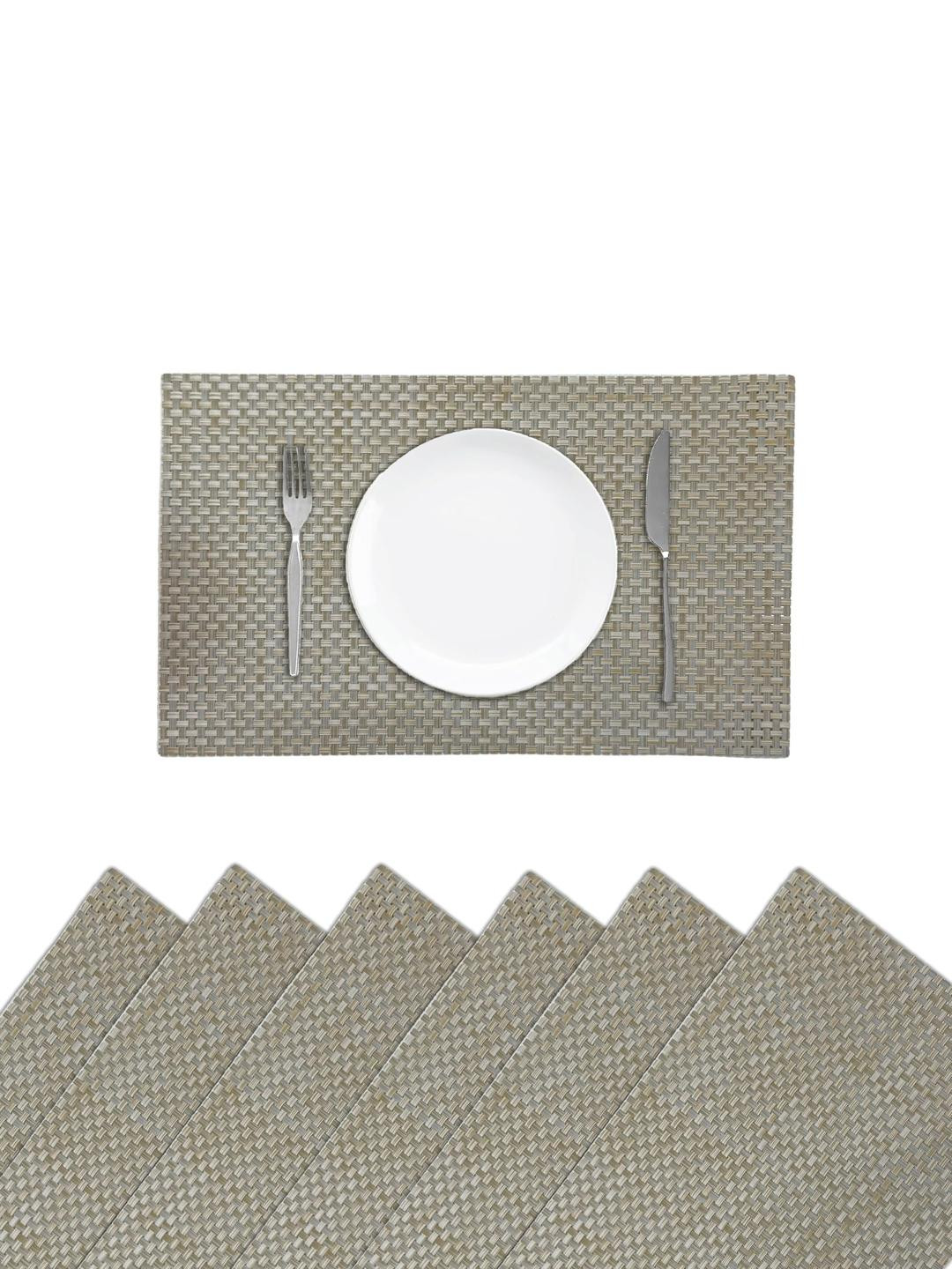 Black gold Cream Pack of 6 PVC  Washable, Heat Resistant, Non-Slip Table Placements