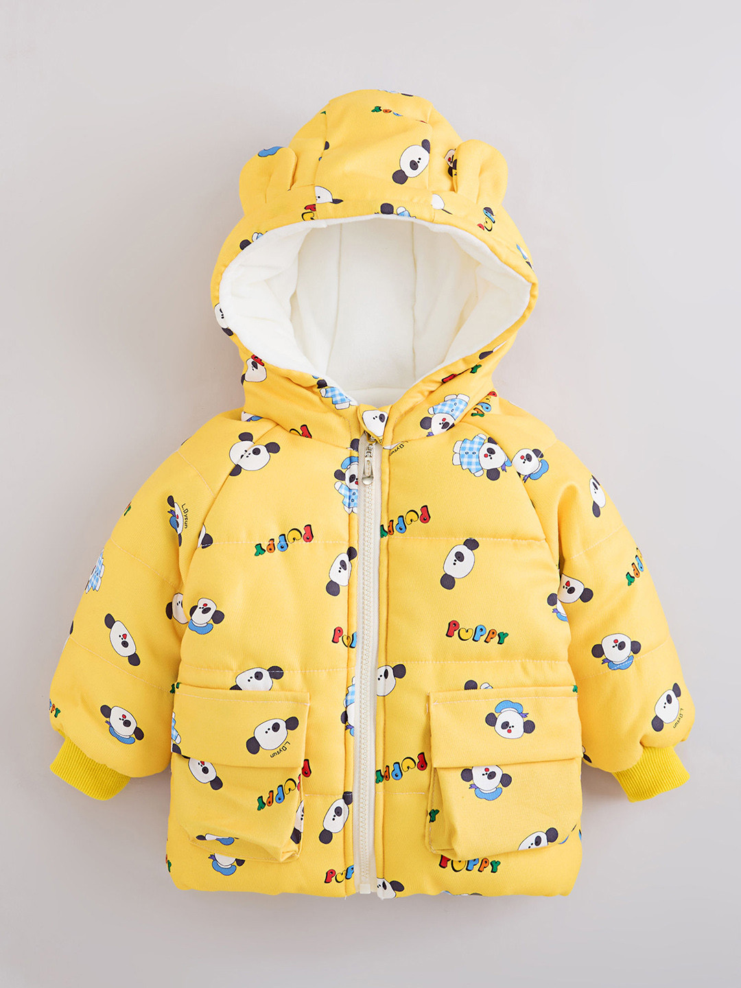 Hopscotch Girls Yellow Polyester Printed Jackets