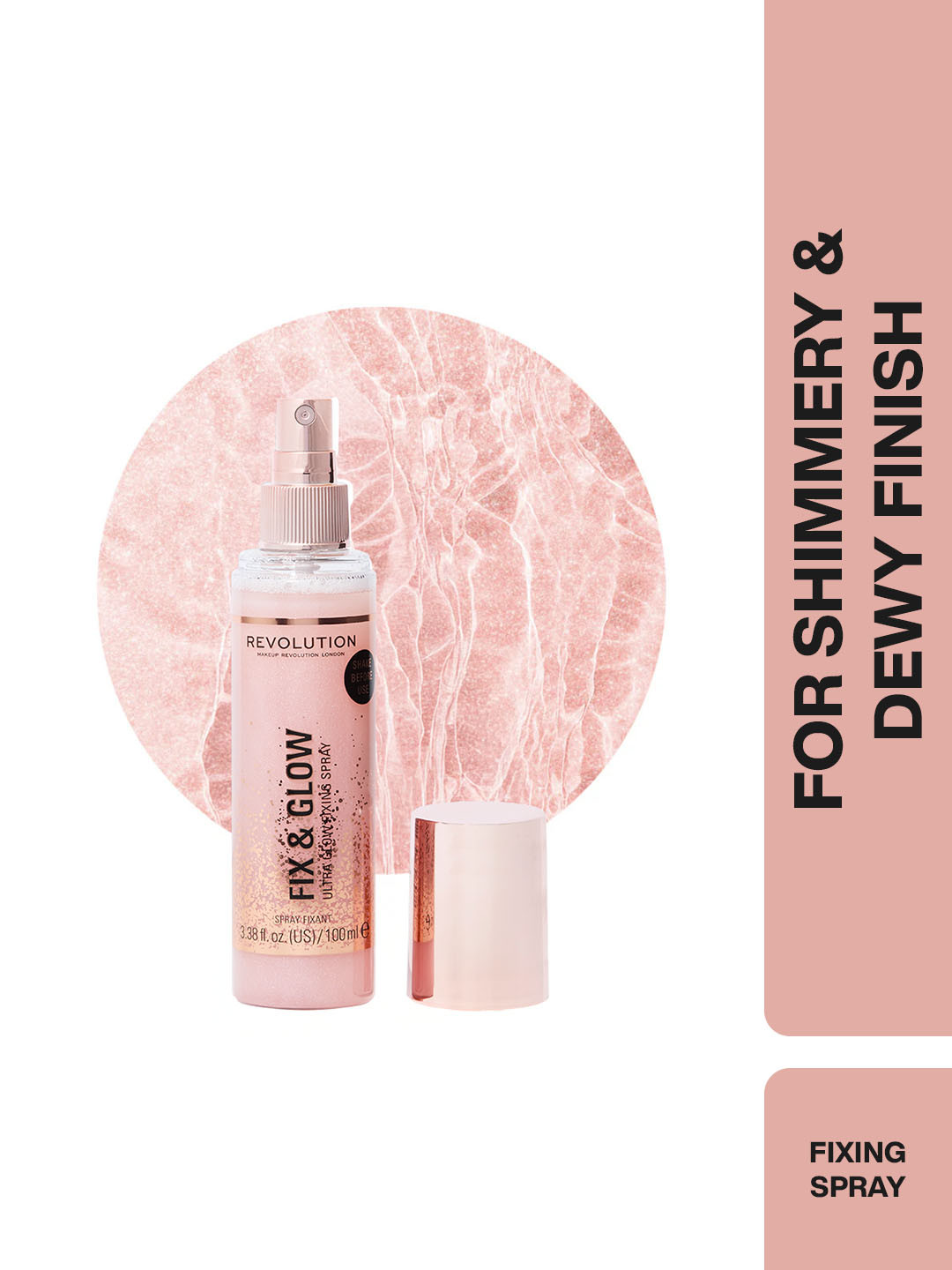 Makeup Revolution London Fix & Glow Dewy Finish Setting Spray with Shimmer Particles-100ml