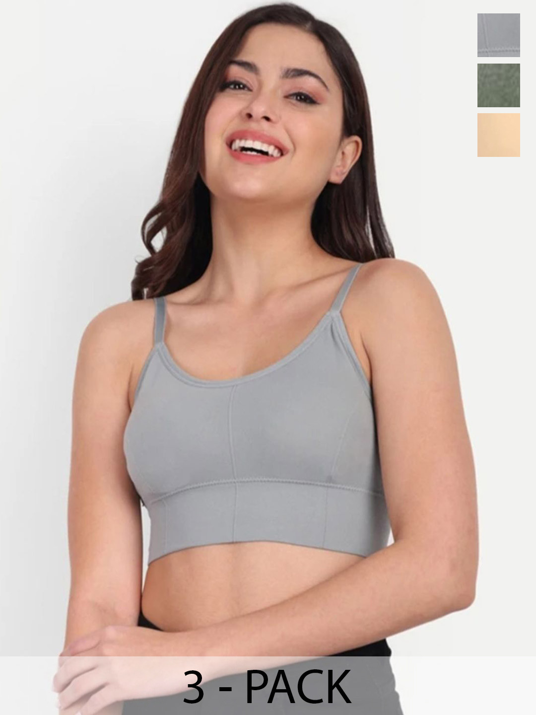 SHREEALAKHIMPEXRAMSINGH Pack Of 3 Lightly Padded Fitted Crop Top