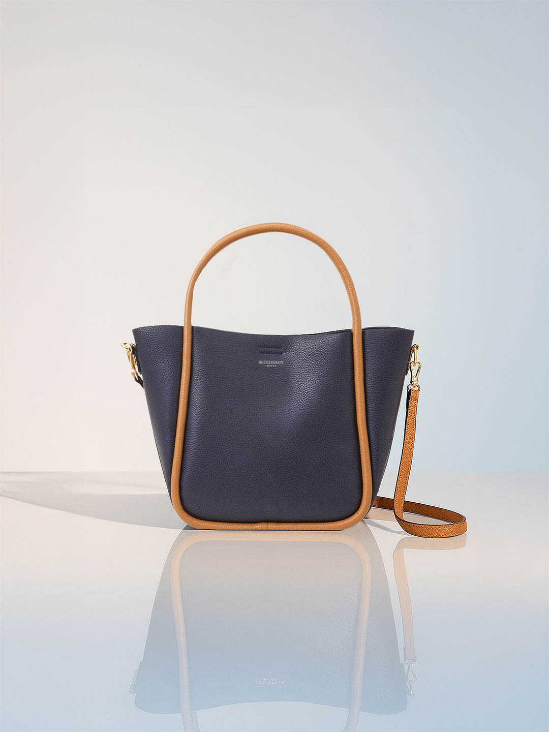 Accessorize London Women's Faux Leather Contrast Colour Piped Handheld Bag