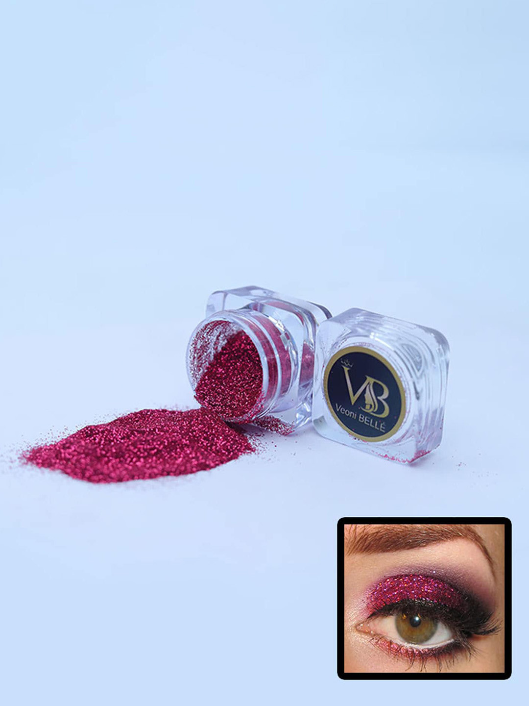 Veoni BELLE HD Holographic Glitter Pigment Loose Powder Eyeshadow - Dark Pink 04
