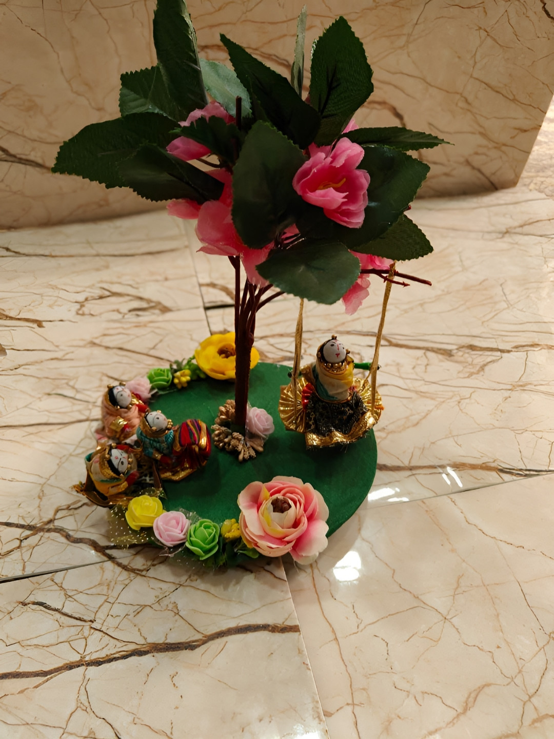 Sellplus Green & Pink Small Teej festival jhula FestiveDecor