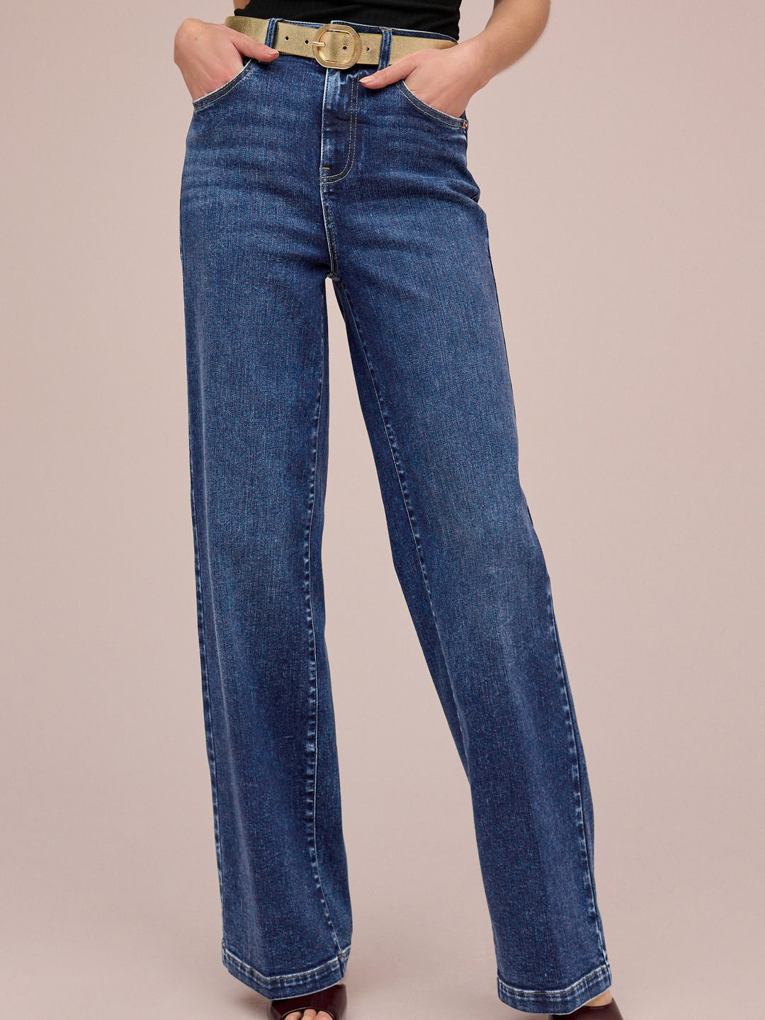 NEXT Women Wide Leg High-Rise Light Fade Stretchable Jeans