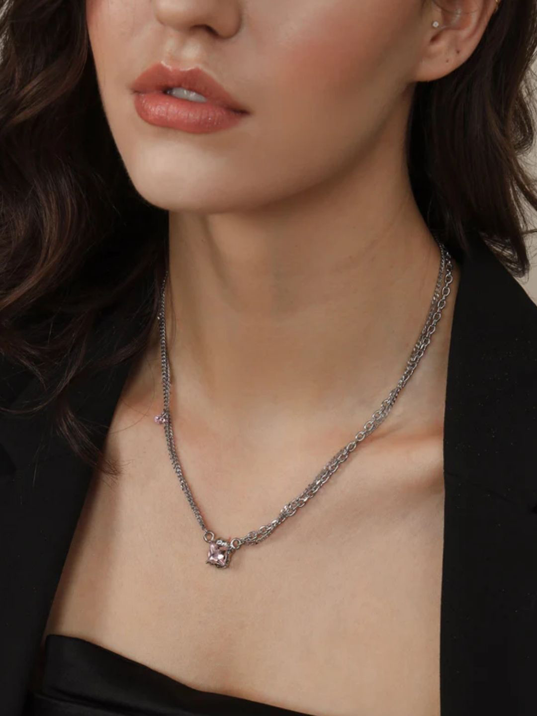 FAB COUTURE Gold-Plated Stainless Steel Imperial Quartz-Studded Necklace