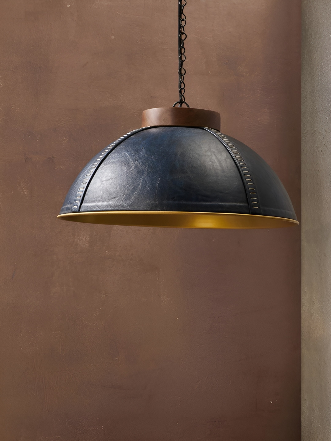 Fabindia Grey & Gold-Toned Contemporary Metal Ceiling Lamp